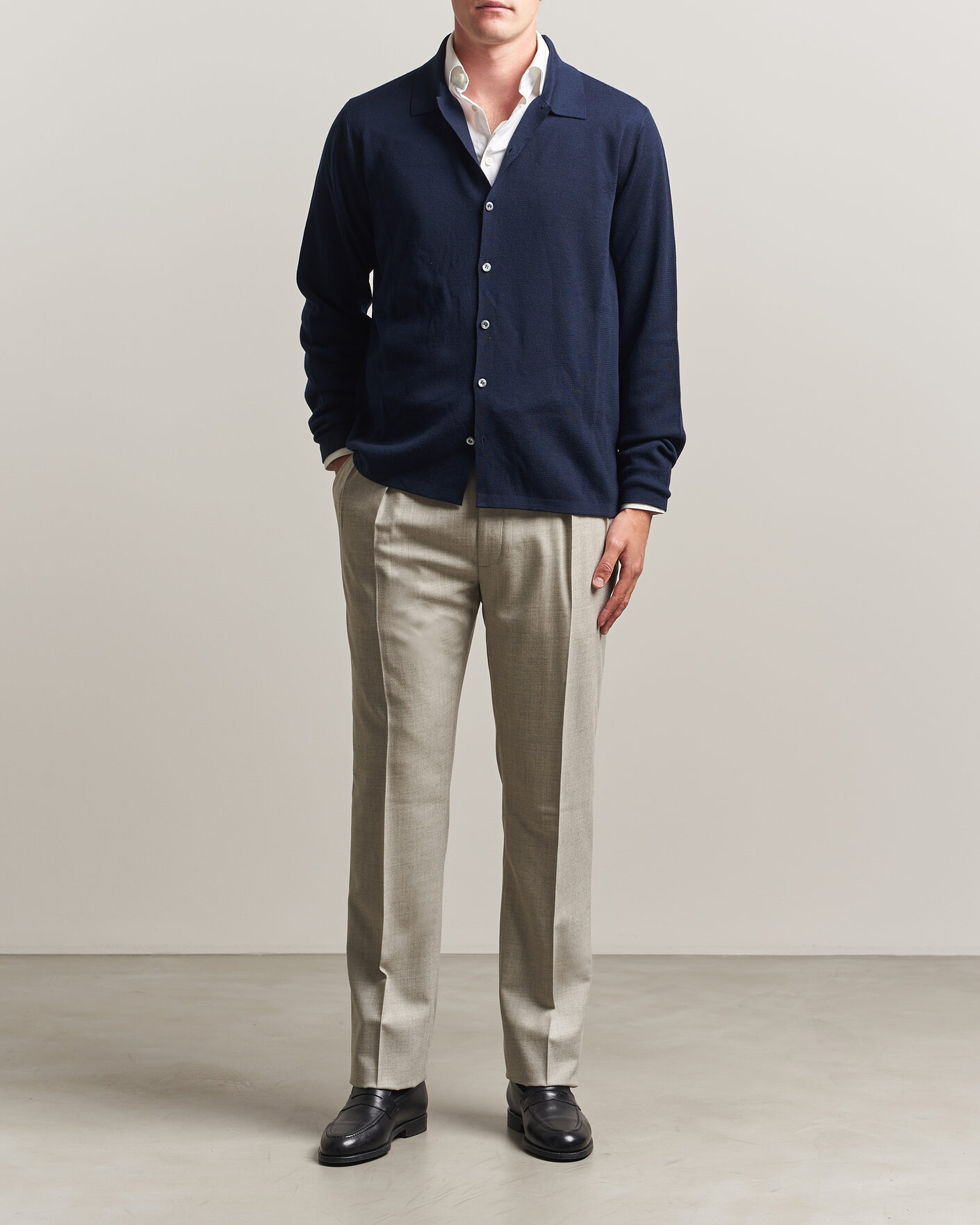 Heren | Broeken | Ralph Lauren Purple Label | Gregory Pleated Flannel Trousers Pearl Grey