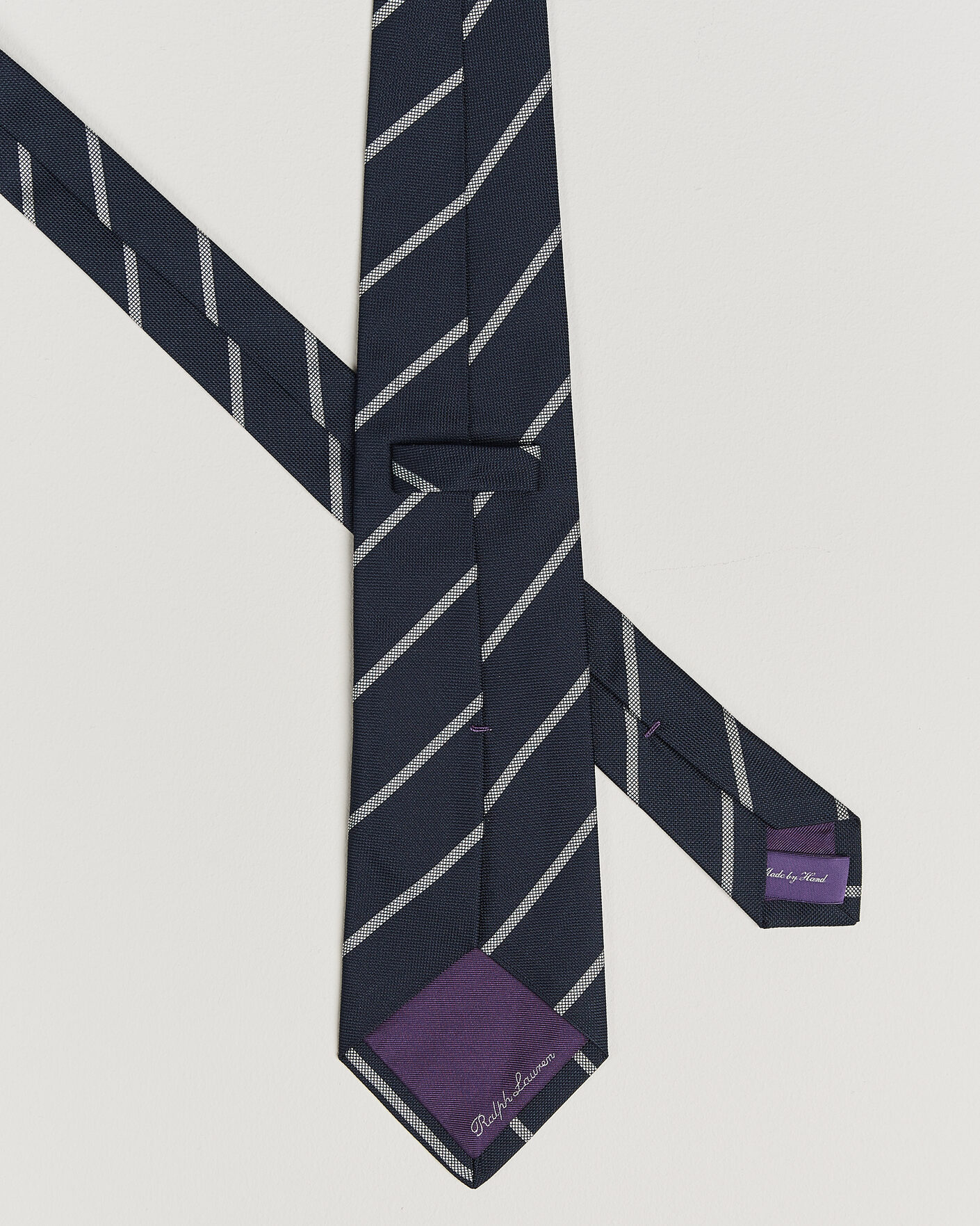 Heren | Stropdassen | Ralph Lauren Purple Label | Regimental Stripe Silk Tie Navy/Silver