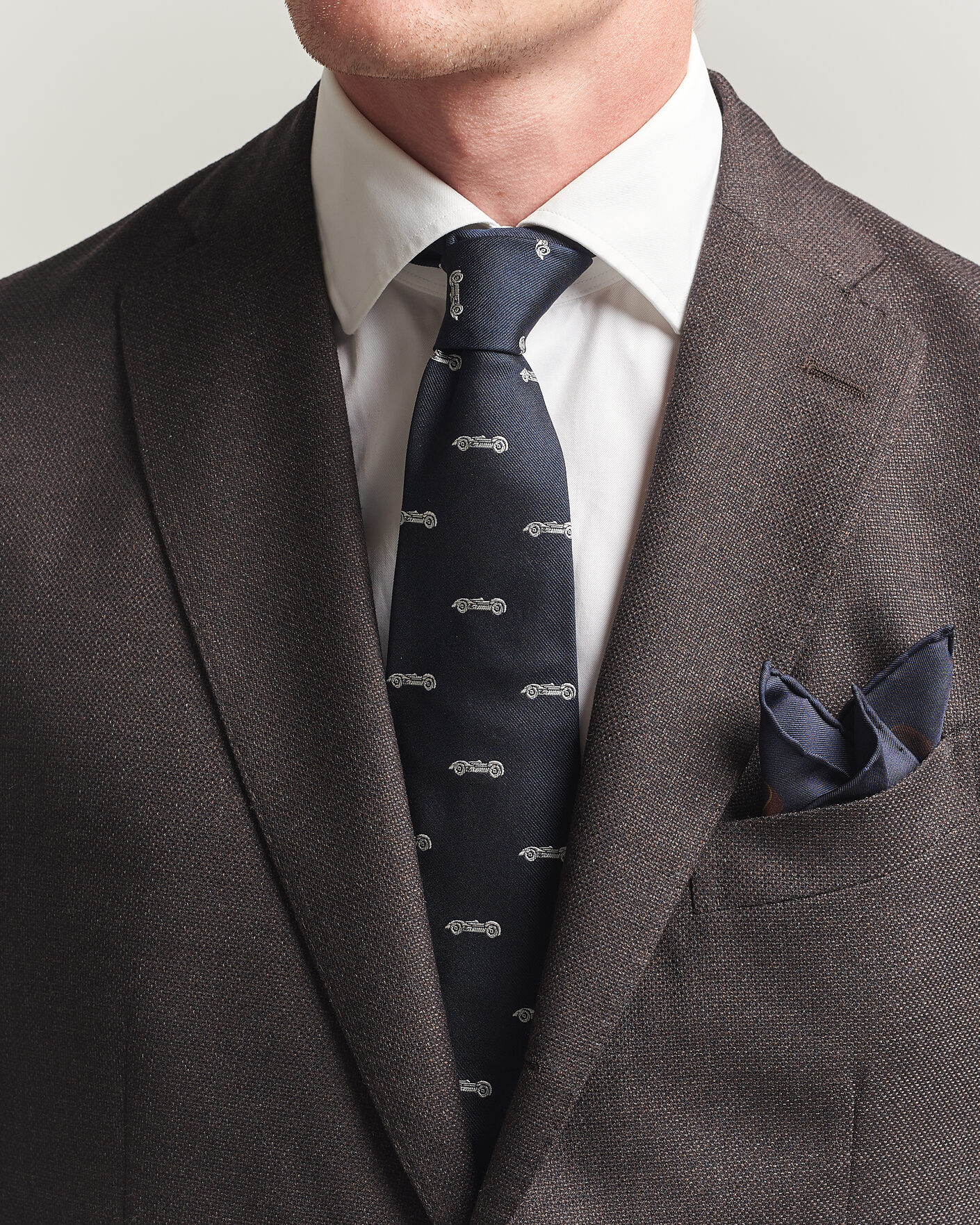 Heren | Stropdassen | Ralph Lauren Purple Label | Jacquard Race Cars Silk Tie Navy