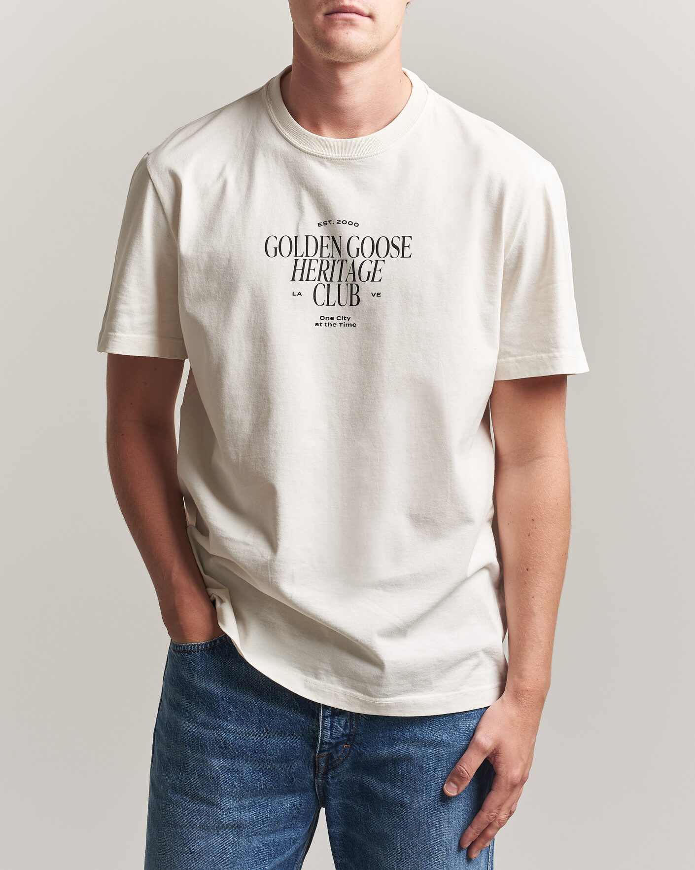Heren | T-shirts | Golden Goose | Journey Print T-Shirt Heritage White