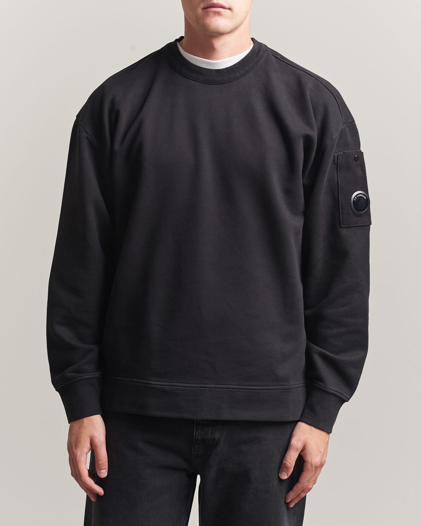 Heren | Truien | C.P. Company | Brushed Emerized Fleece Lens Sweatshirt Black