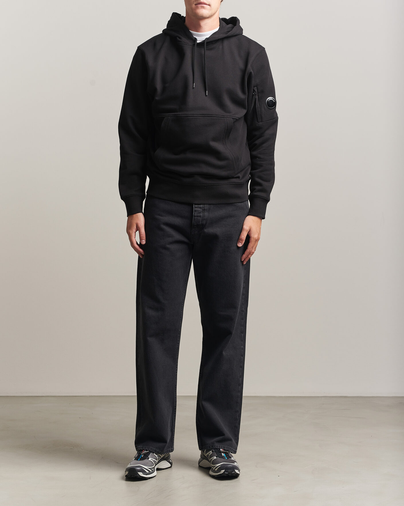 Homme | Pulls Et Tricots | C.P. Company | Diagonal Raised Fleece Lens Hood Black