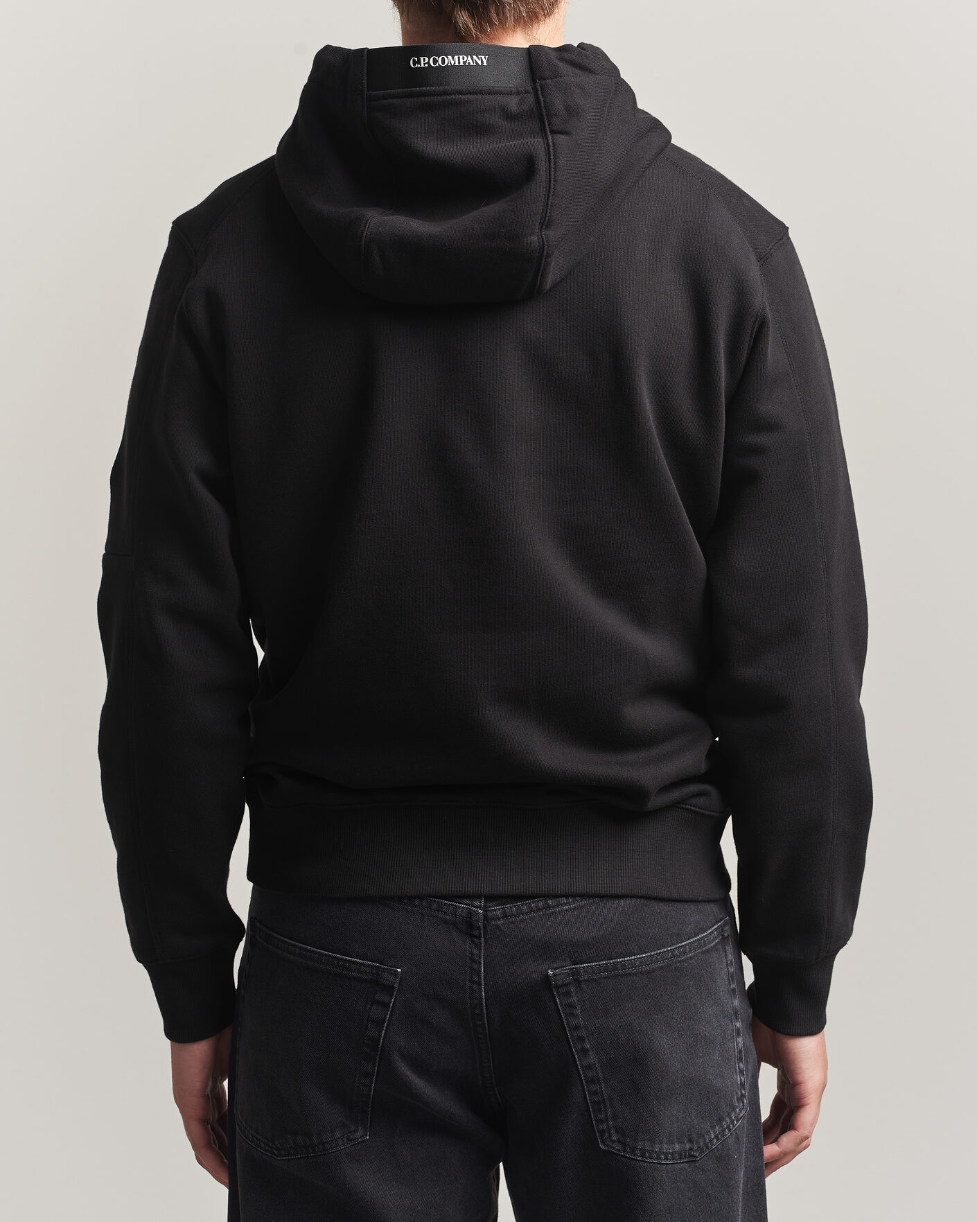 Homme | Pulls Et Tricots | C.P. Company | Diagonal Raised Fleece Lens Hood Black
