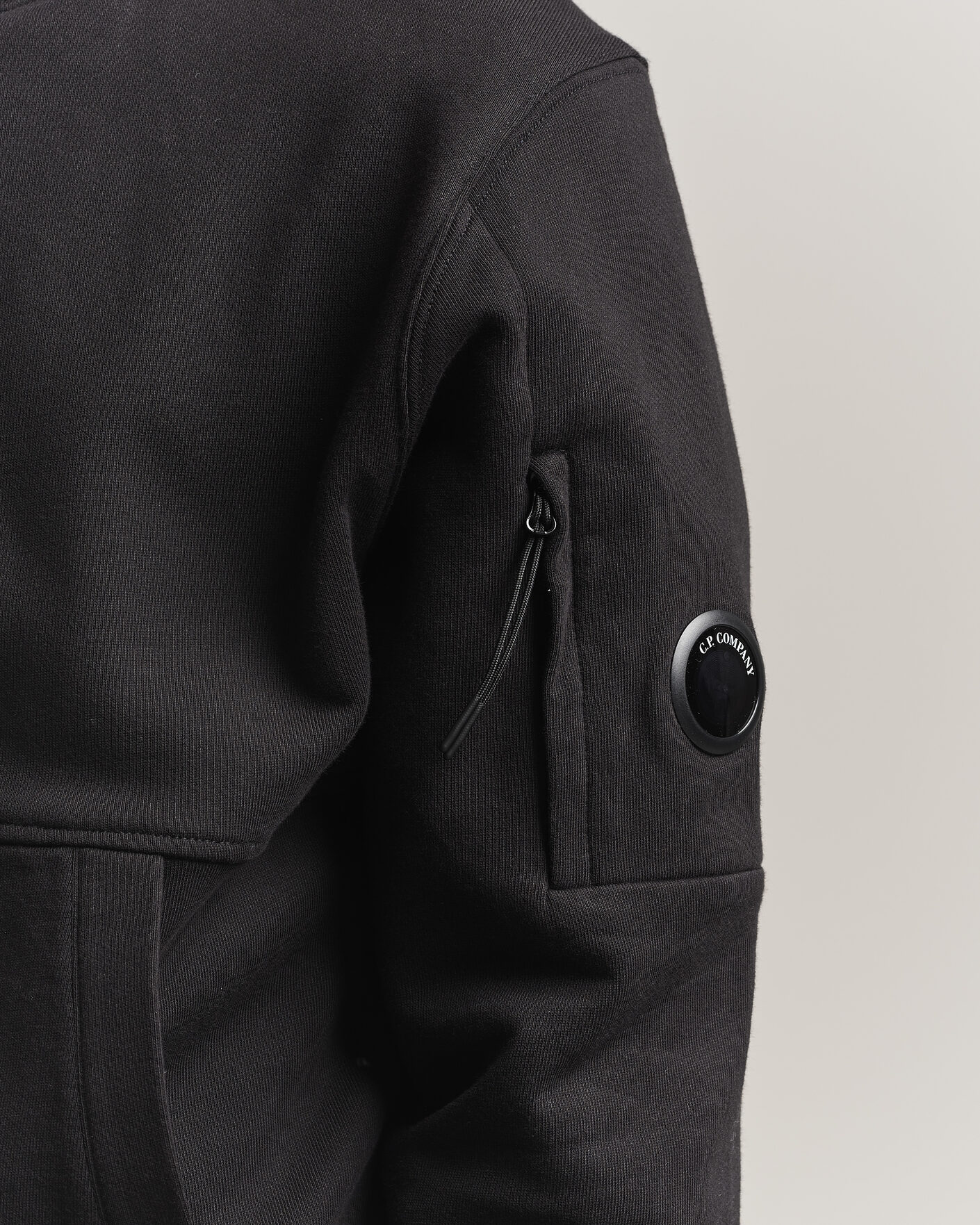 Homme | Pulls Et Tricots | C.P. Company | Diagonal Raised Fleece Lens Hood Black