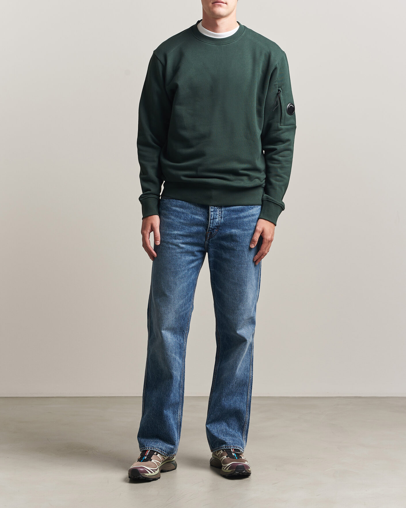 Heren | Truien | C.P. Company | Diagonal Raised Fleece Lens Sweatshirt Emerald Green