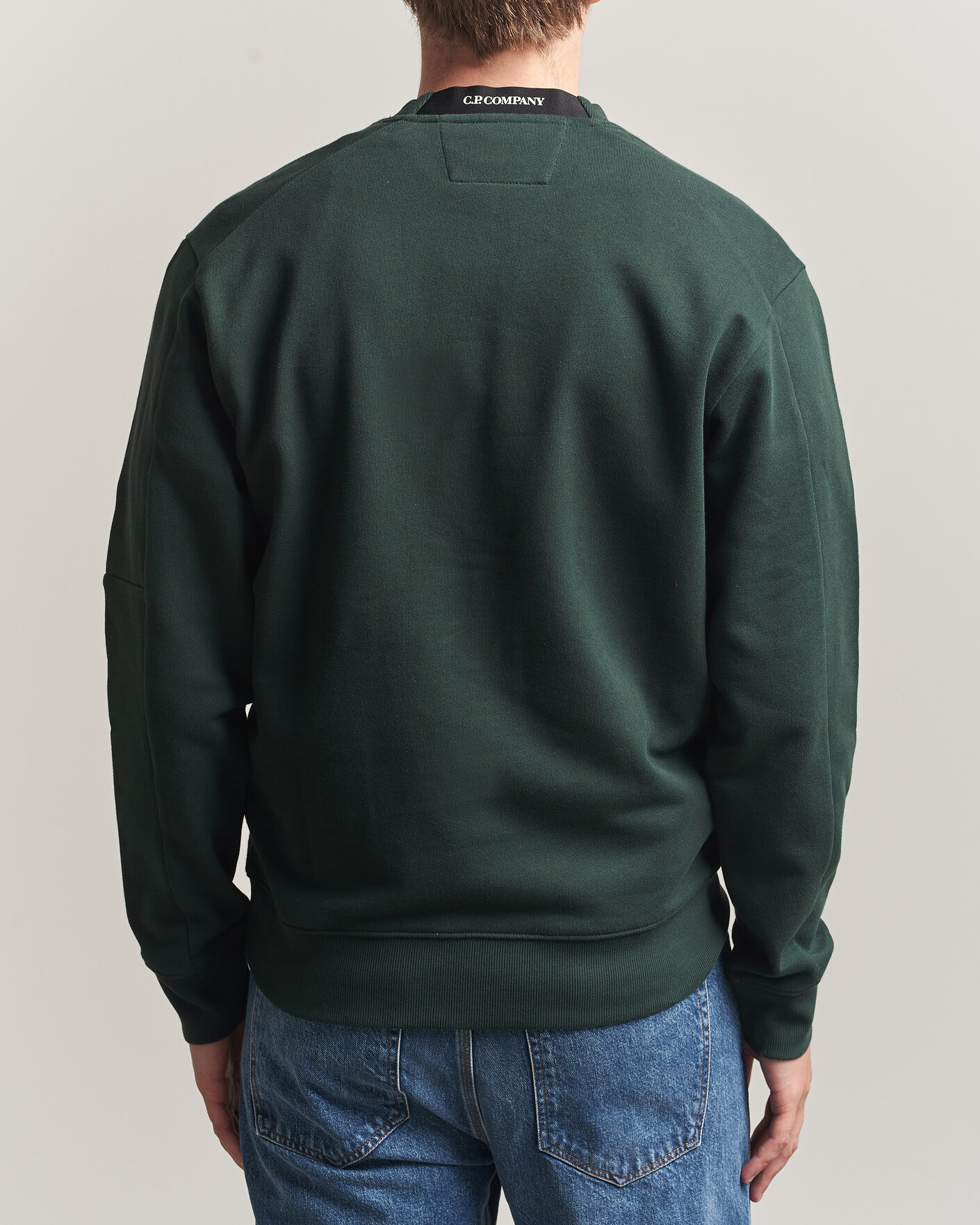Heren | Truien | C.P. Company | Diagonal Raised Fleece Lens Sweatshirt Emerald Green