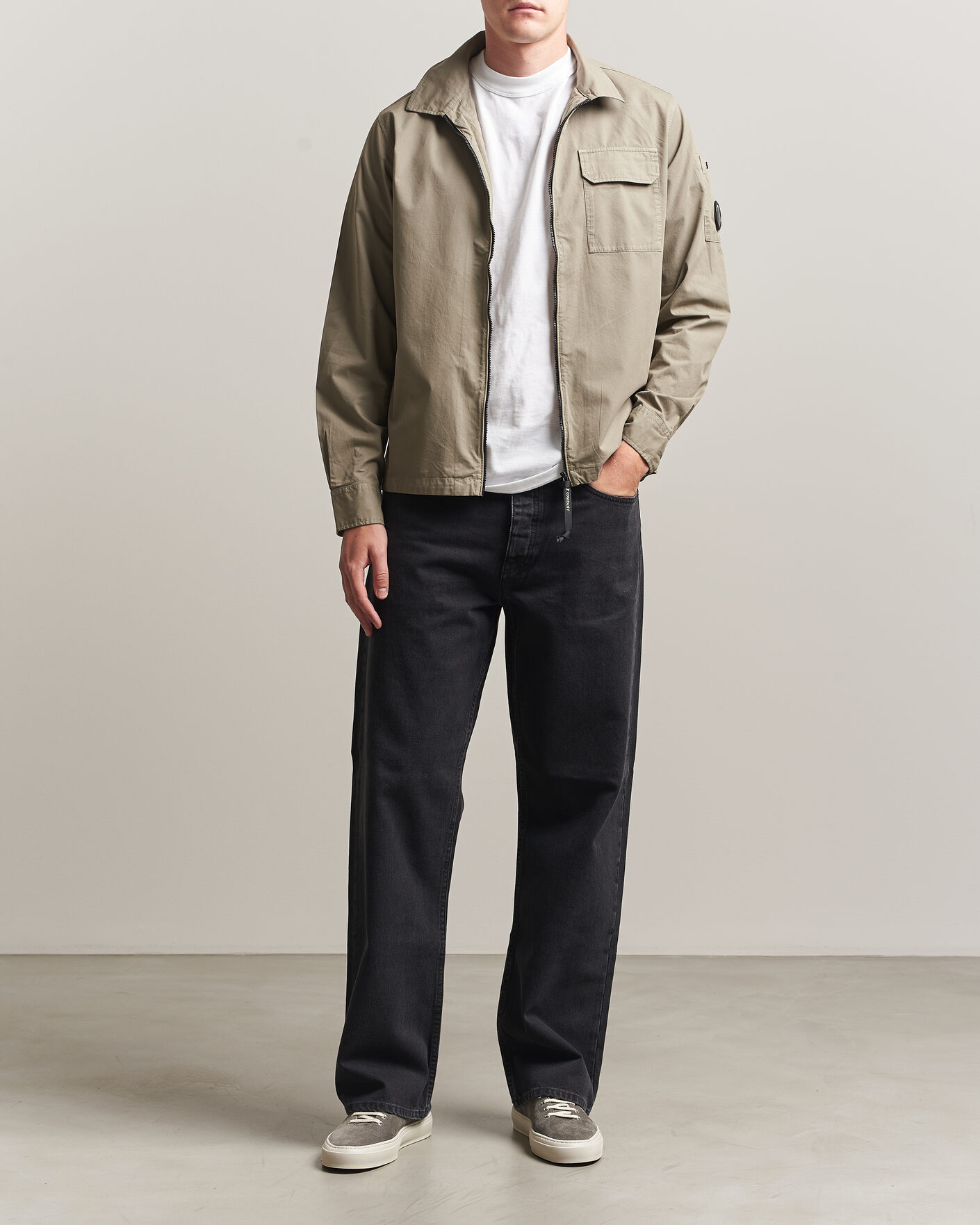 Heren | Overhemden | C.P. Company | Organic Cotton Gabardine Zip Overshirt Grey