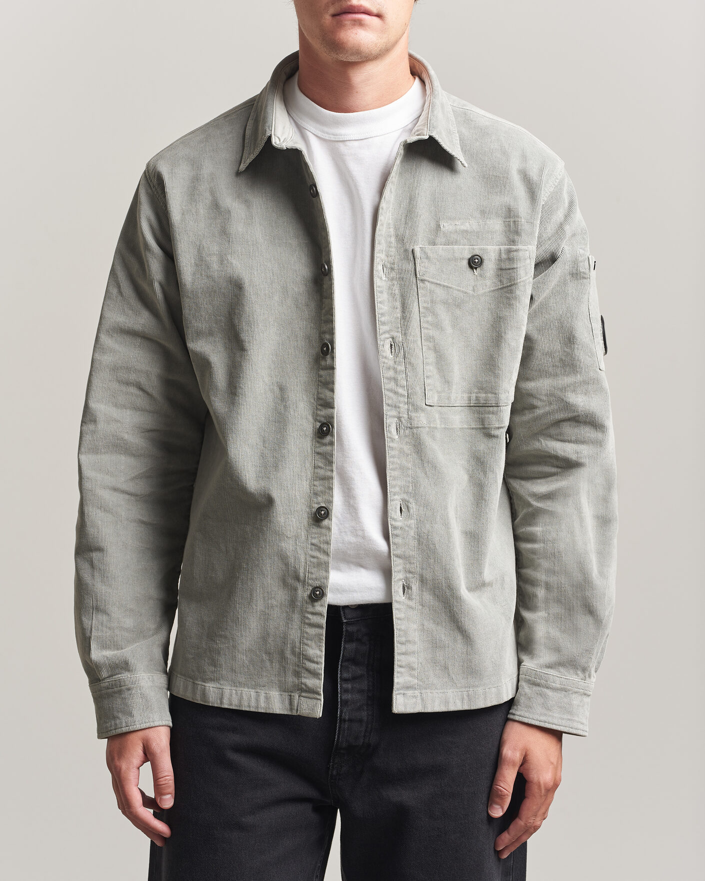 Heren | Overhemden | C.P. Company | Corduroy Lens Overshirt Light Grey