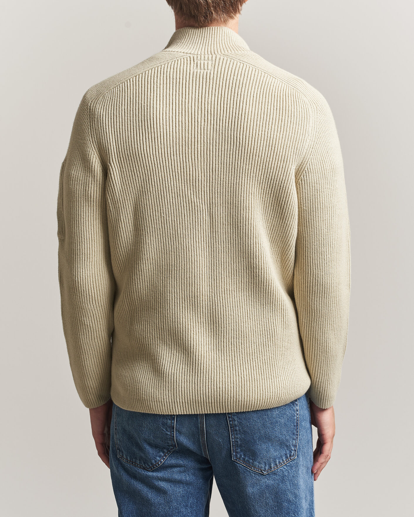 Homme | Pulls Et Tricots | C.P. Company | Full Rib Knitted Cotton Half Button Light Grey