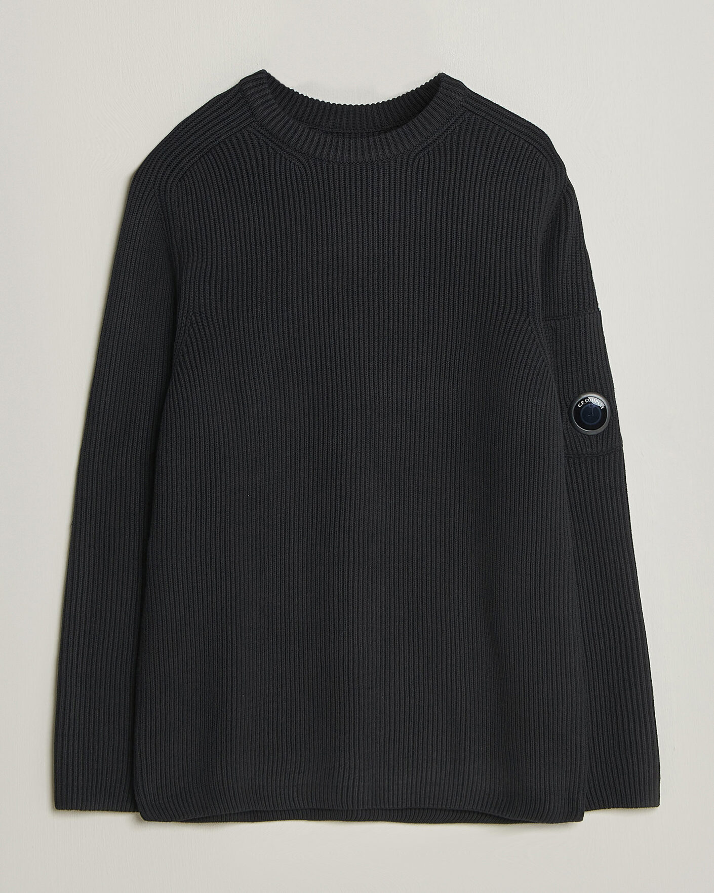 Heren | Truien | C.P. Company | Full Rib Knitted Cotton Crew Neck Black