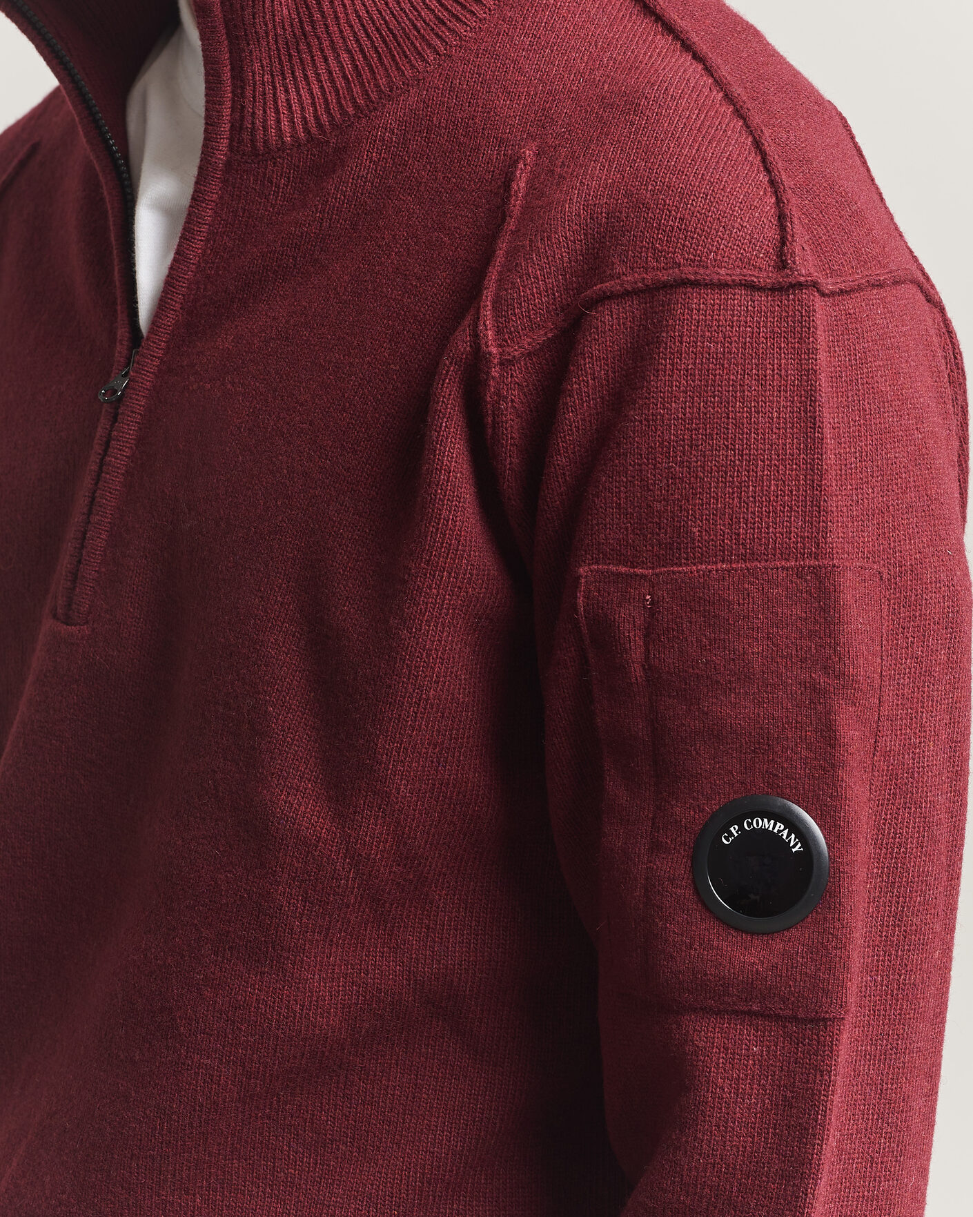 Homme | Pulls Et Tricots | C.P. Company | Knitted Lambswool Half-Zip Burgundy