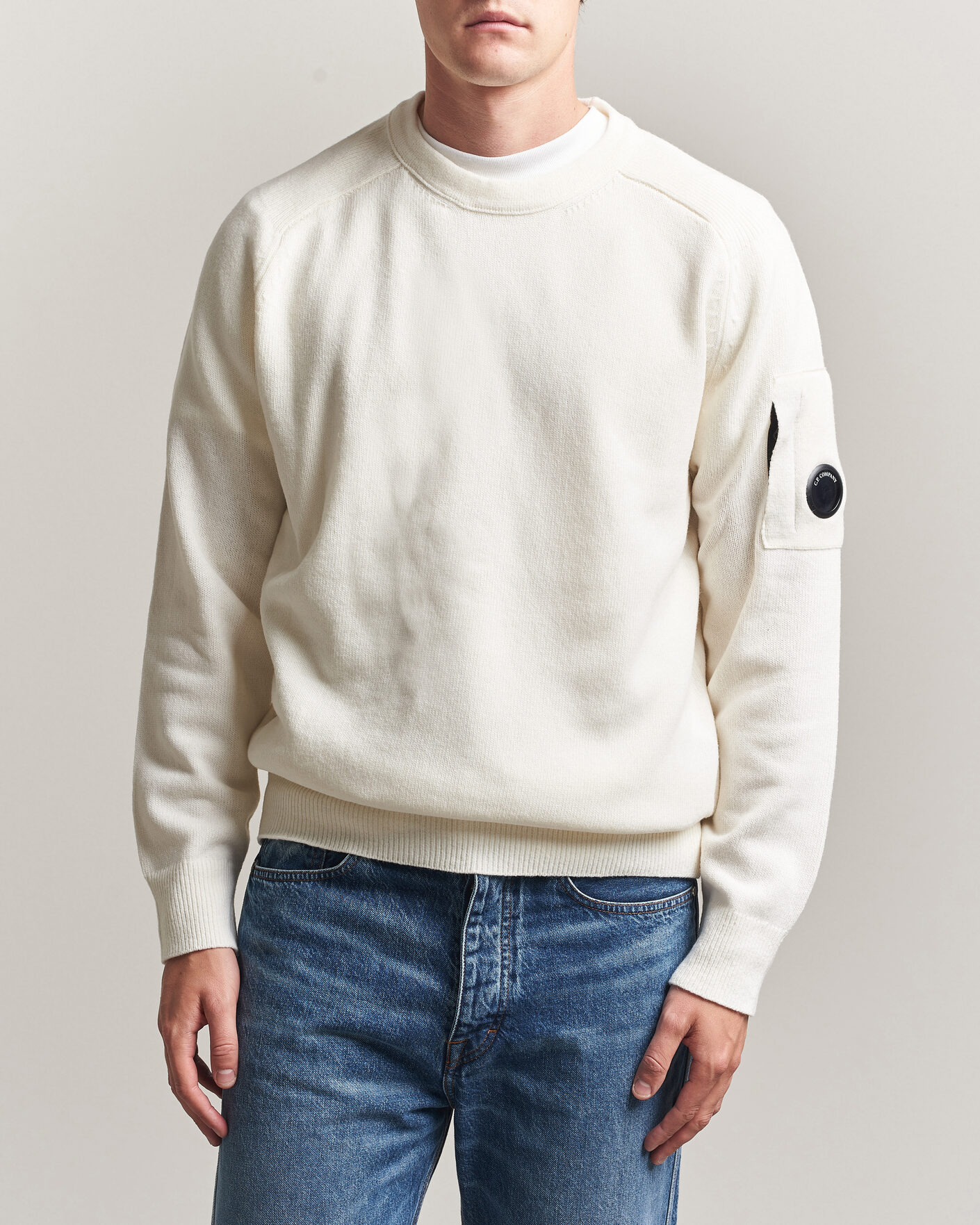 Homme | Pulls Et Tricots | C.P. Company | Knitted Lambswool Crew Neck White