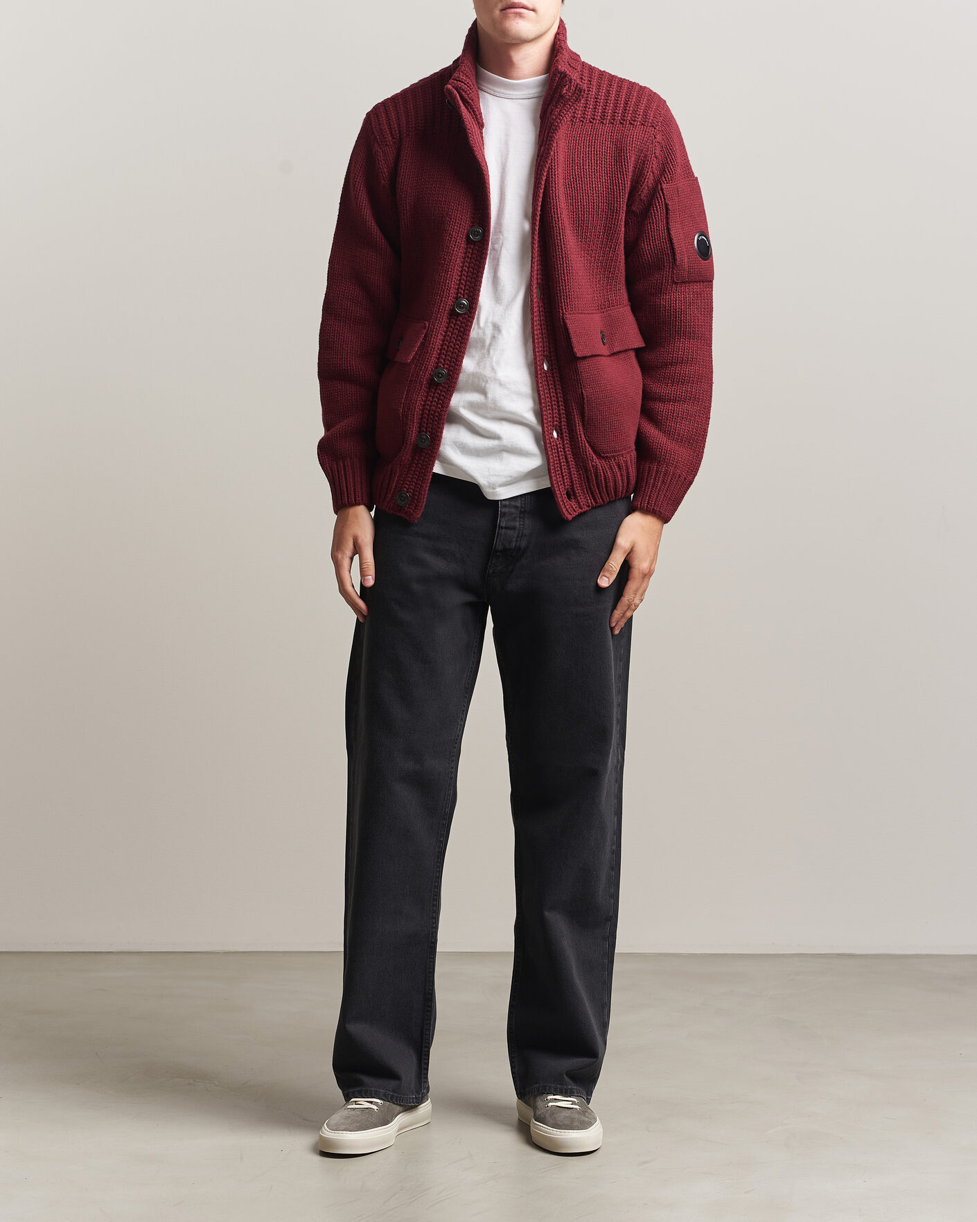 Heren | Truien | C.P. Company | Heavy Lambswool Cardigan Burgundy