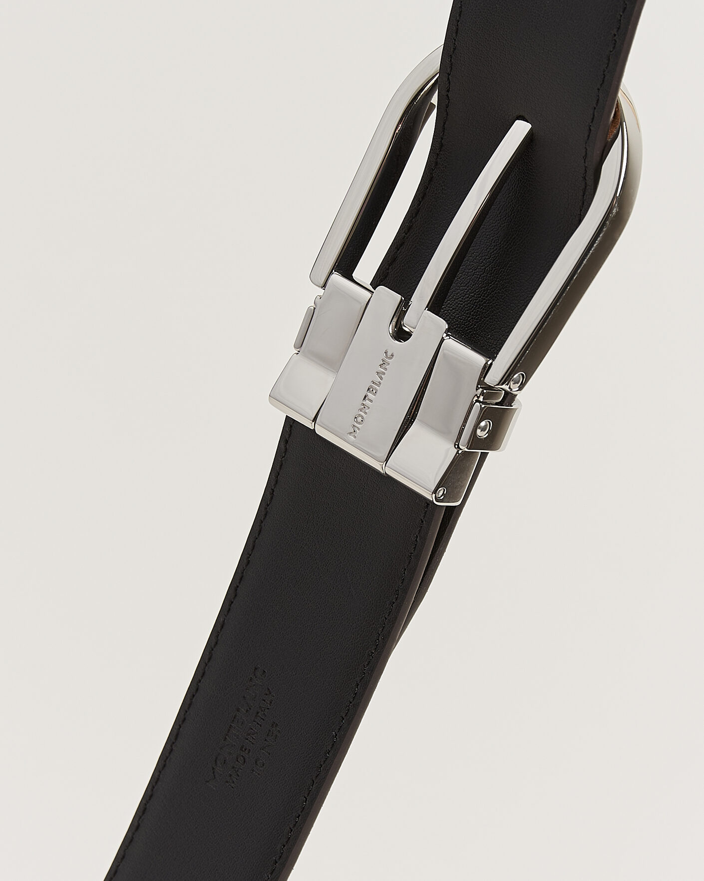 Heren | Riemen | Montblanc | 35mm Reversible Suede/Calf Horseshoe Belt Brown/Black