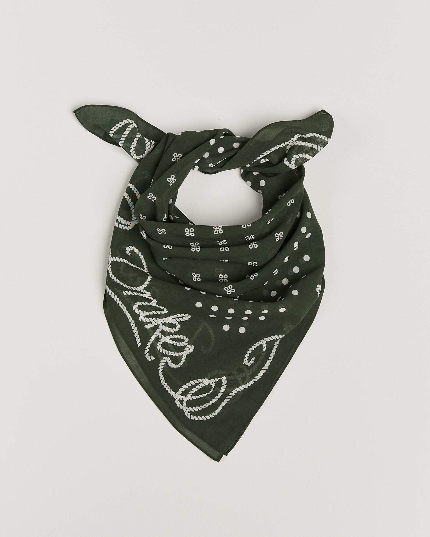 Homme | Écharpes | Drake's | Rope Border Cotton Bandana Green