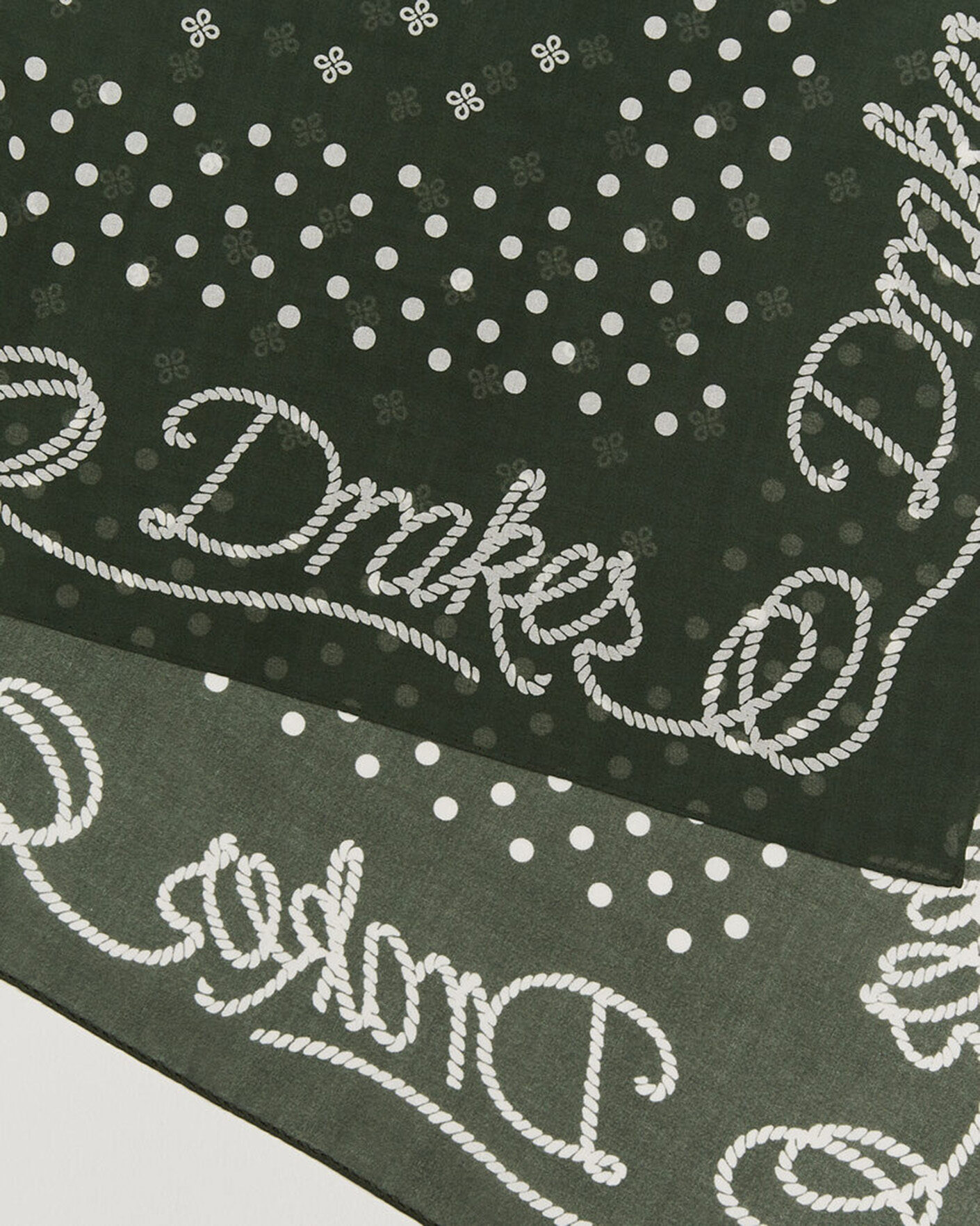 Homme | Écharpes | Drake's | Rope Border Cotton Bandana Green
