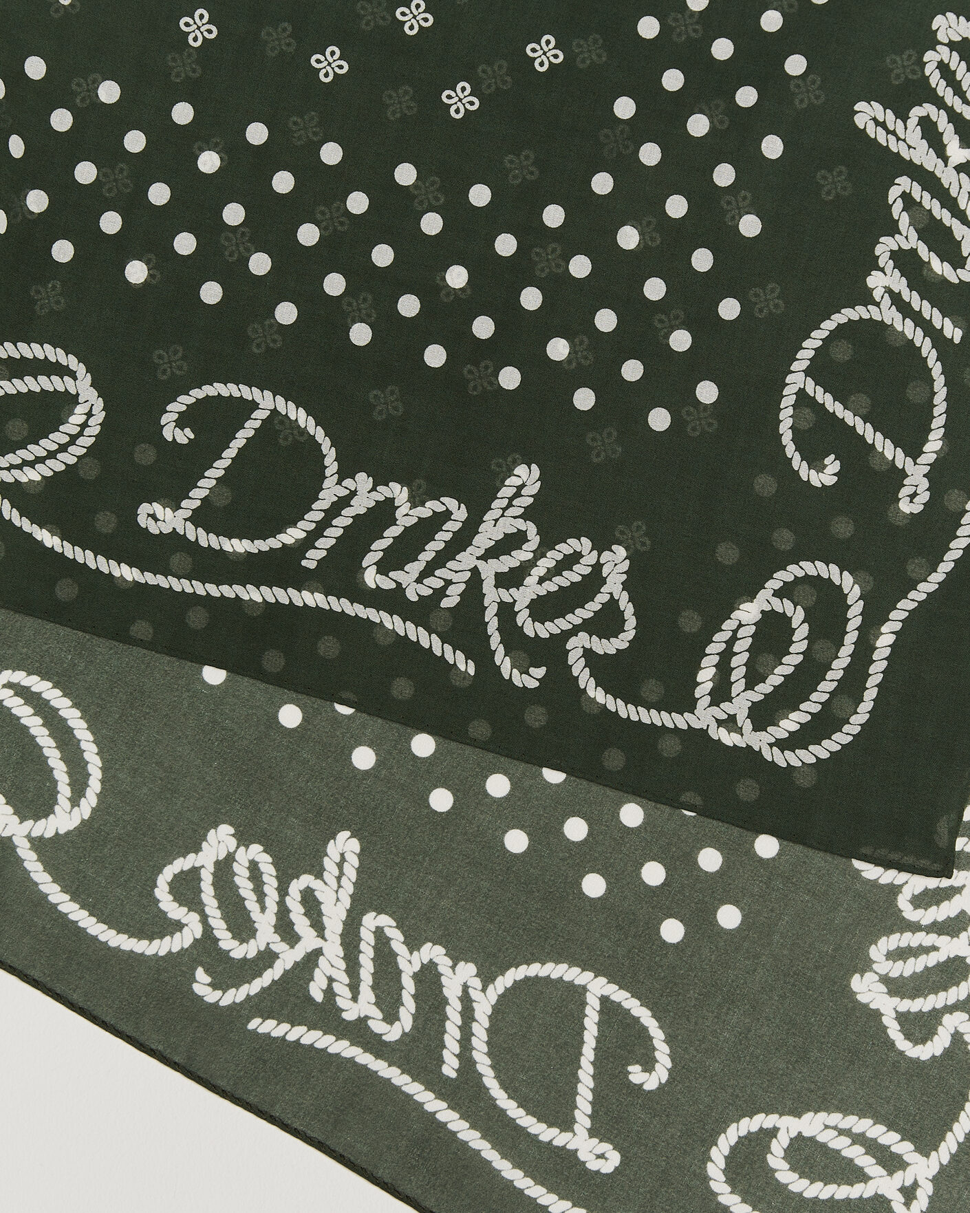 Homme | Écharpes | Drake's | Rope Border Cotton Bandana Green