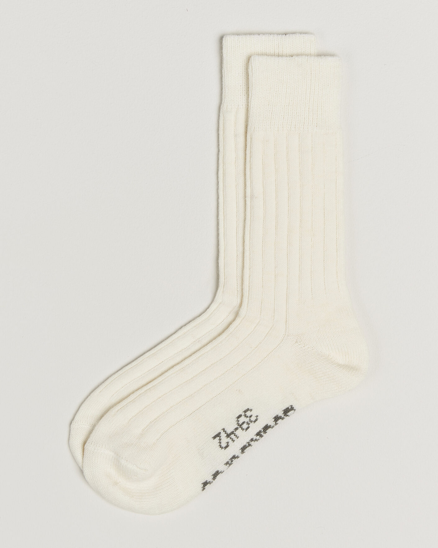Heren | Ondergoed | Alpacasocks & Co | 2-Pack Ribbed Alpacka Wool Socks Off White