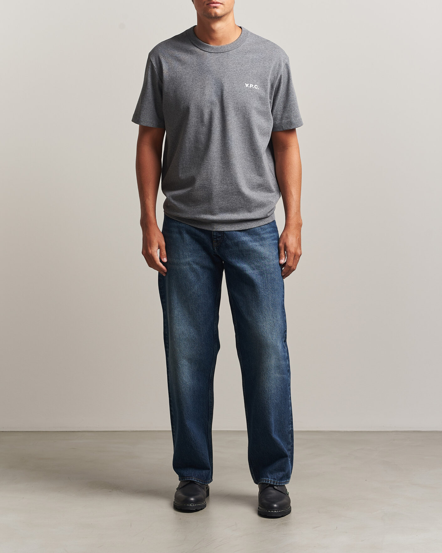 Heren | T-shirts | A.P.C. | Boxy Fit Petit VPC T-Shirt Heathered Anthracite