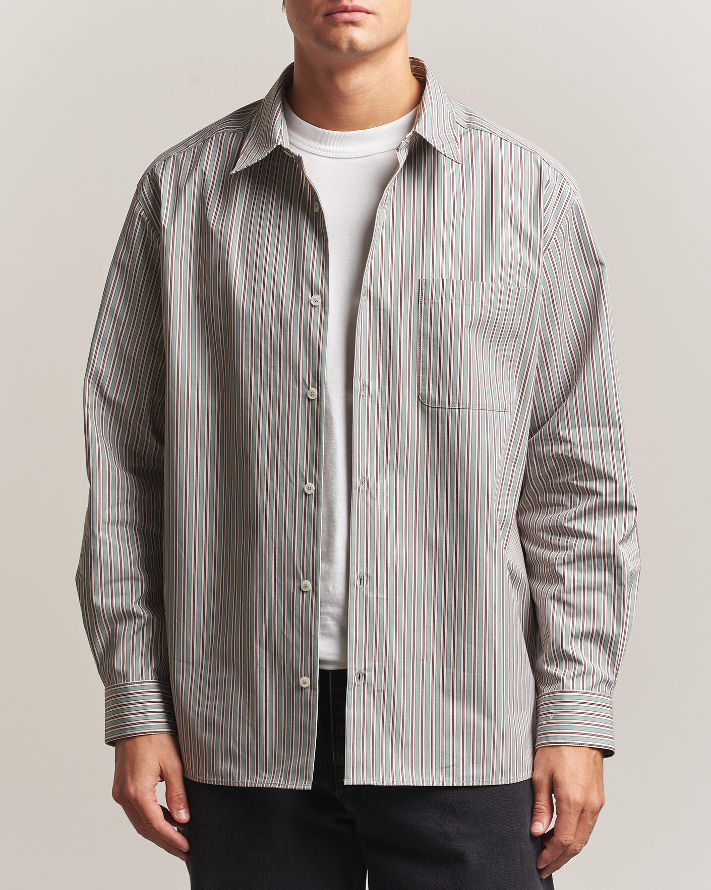 Homme | Chemises | A.P.C. | Malo Cotton Striped Shirt Almond Green