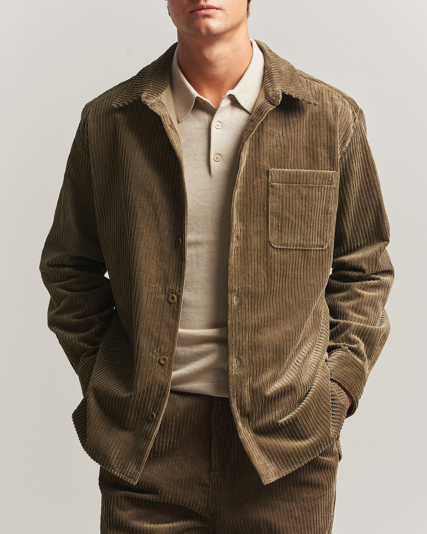 Heren | Overhemden | A.P.C. | Mateo Corduroy Overshirt Taupe