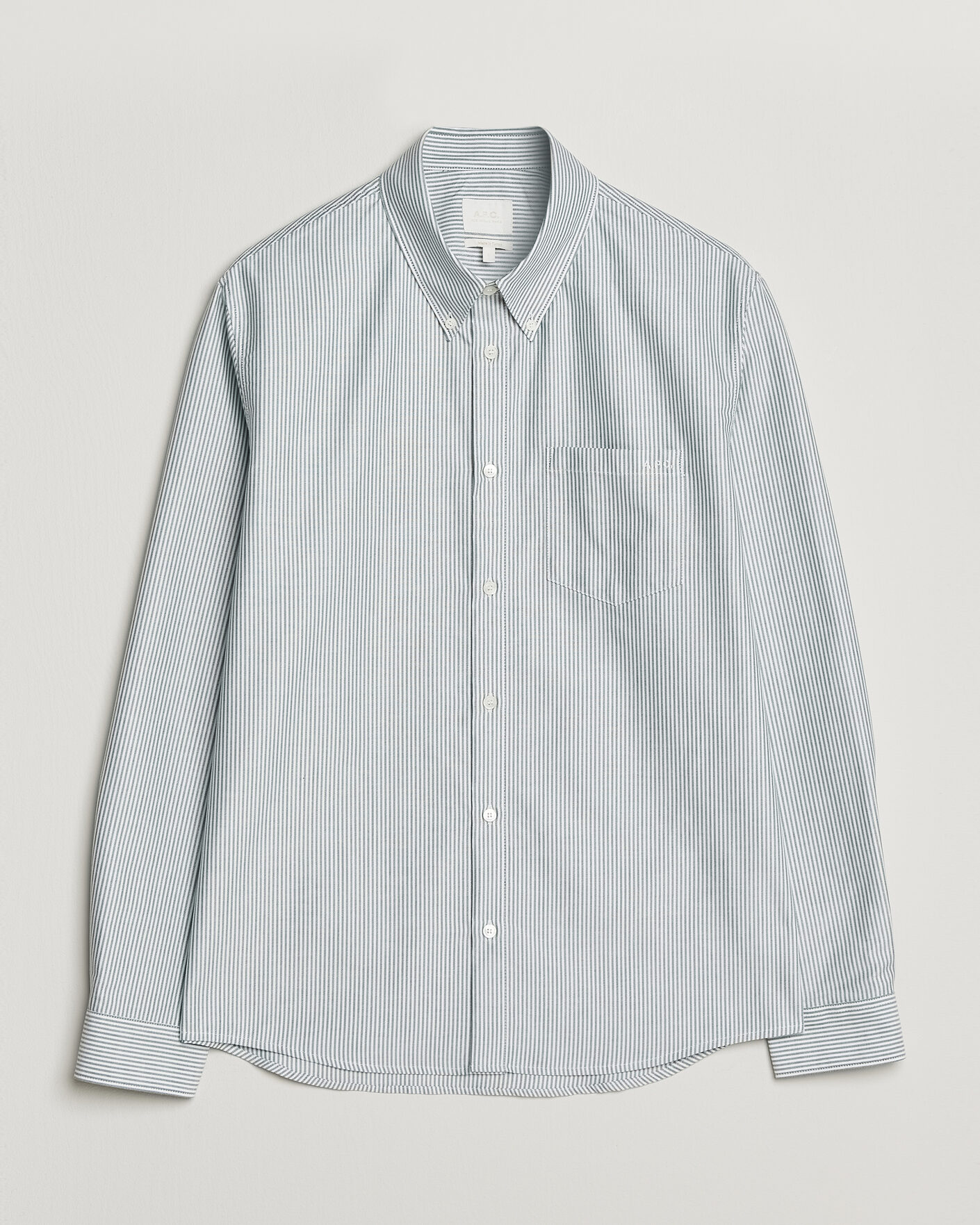 Heren | Overhemden | A.P.C. | Greg Striped Oxford Shirt Green/White
