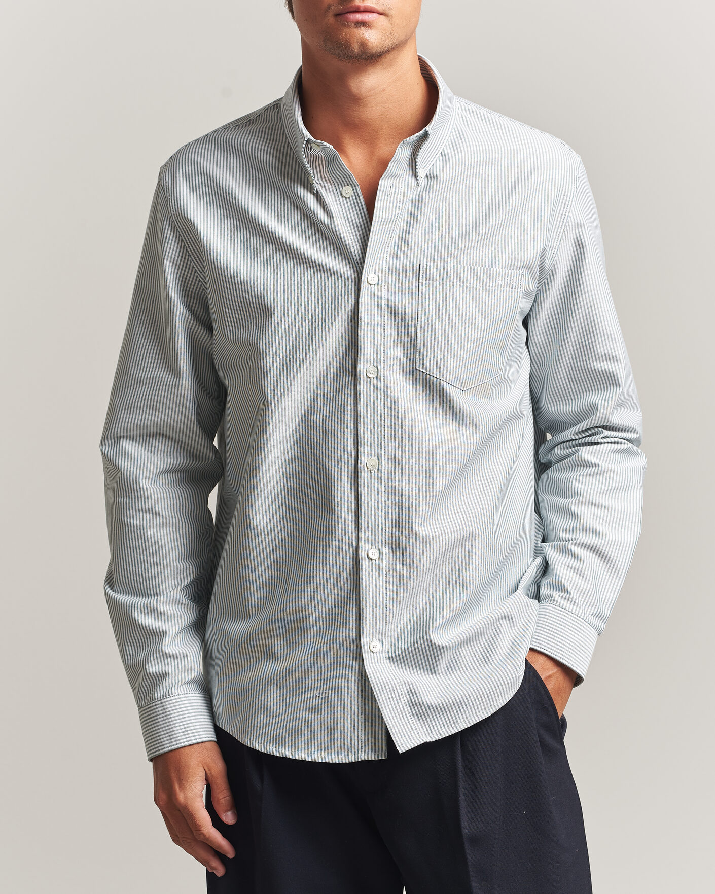 Heren | Overhemden | A.P.C. | Greg Striped Oxford Shirt Green/White