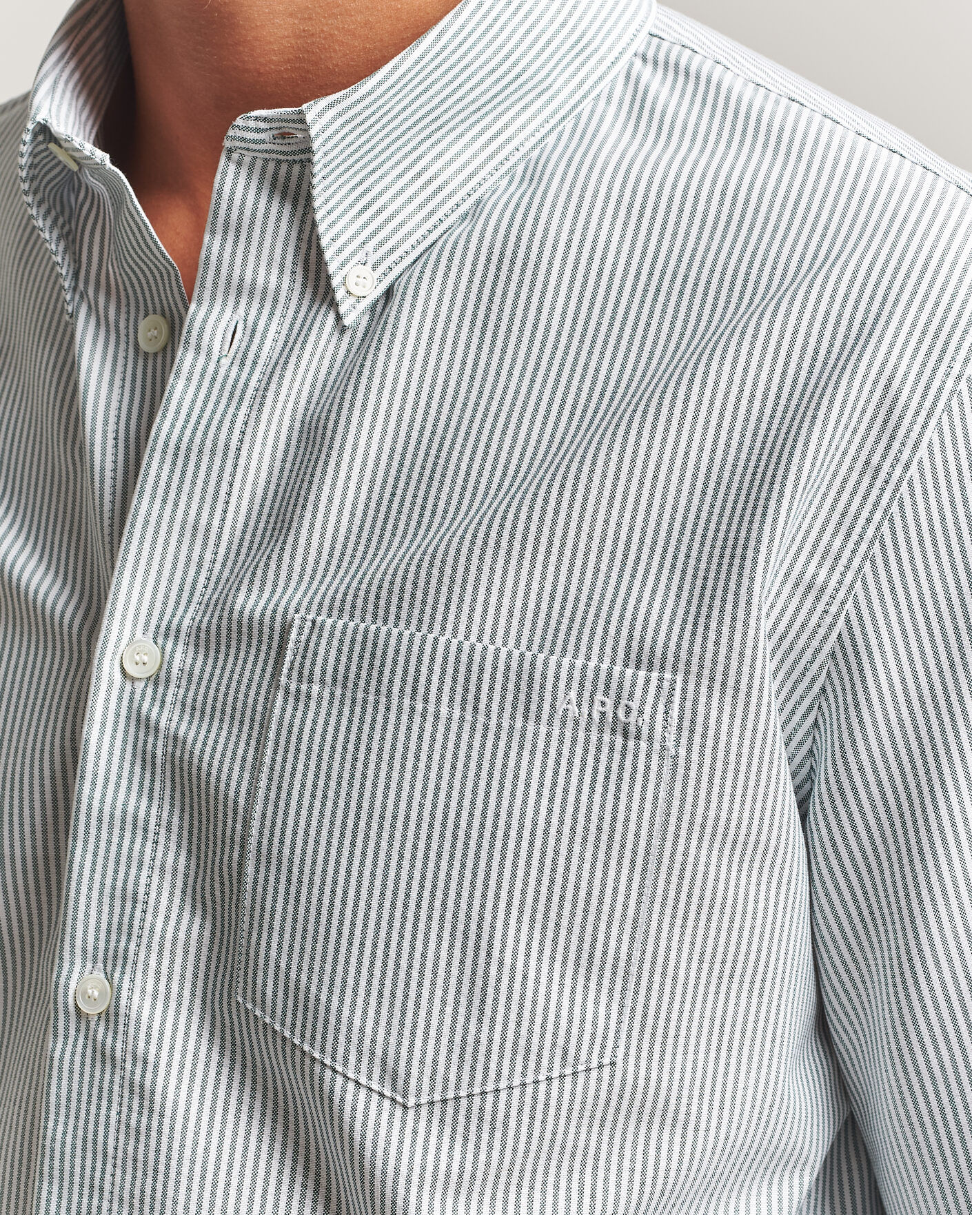 Heren | Overhemden | A.P.C. | Greg Striped Oxford Shirt Green/White