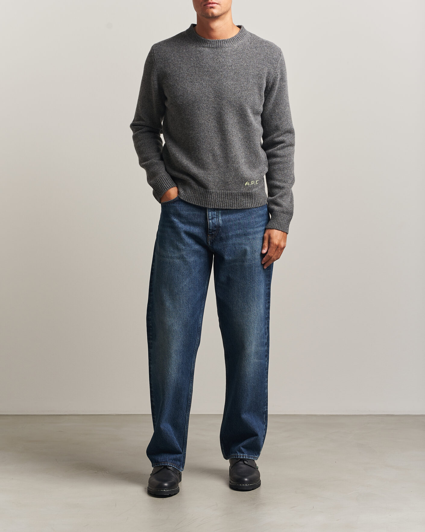 Heren | Truien | A.P.C. | Edmond Wool Knitted Sweater Anthracite Melange