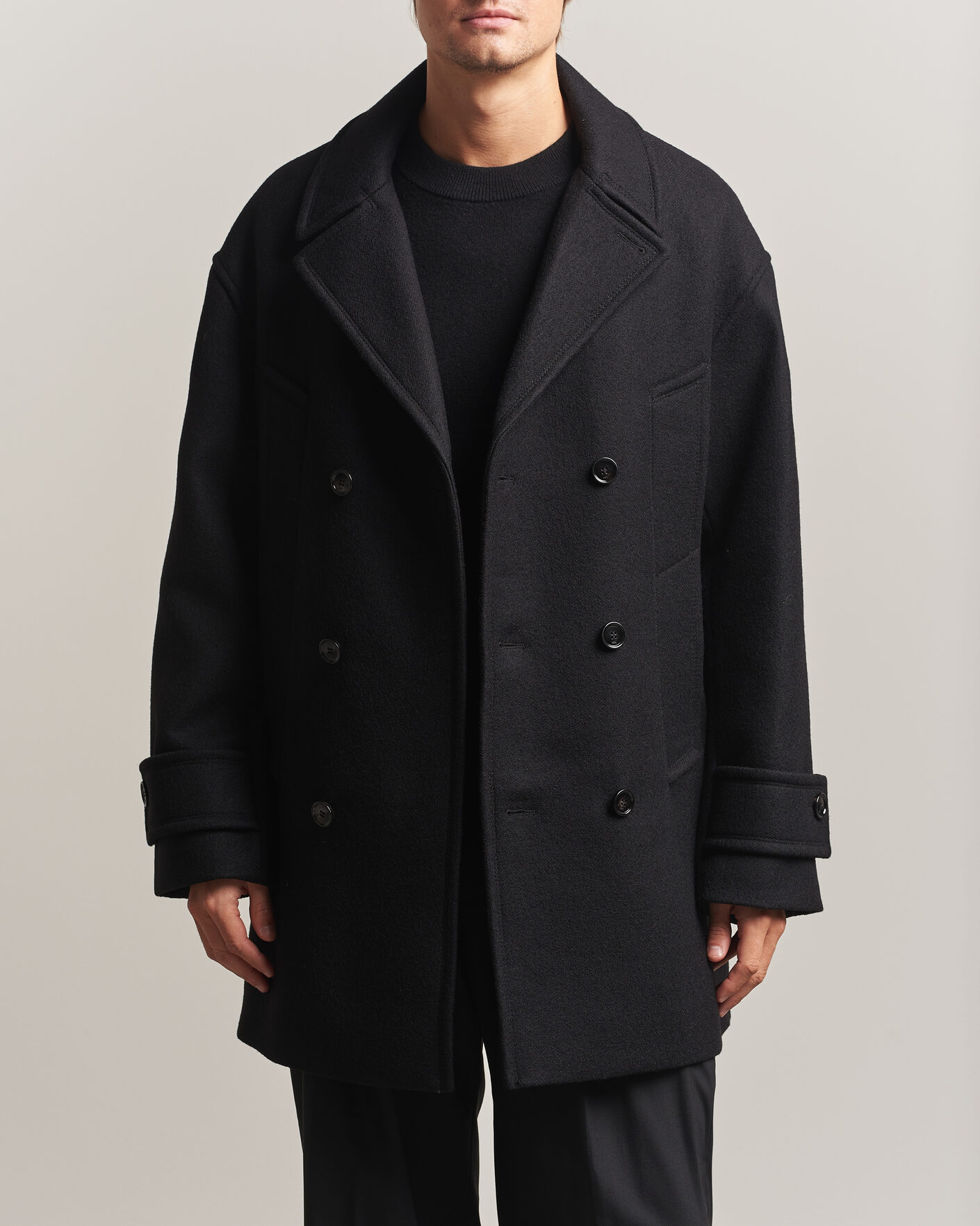 Heren | Jassen | AMI | Wool Peacoat Black
