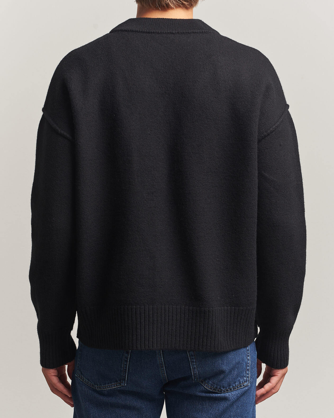 Heren | Truien | AMI | Big Heart Logo Wool Knitted Cardigan Black
