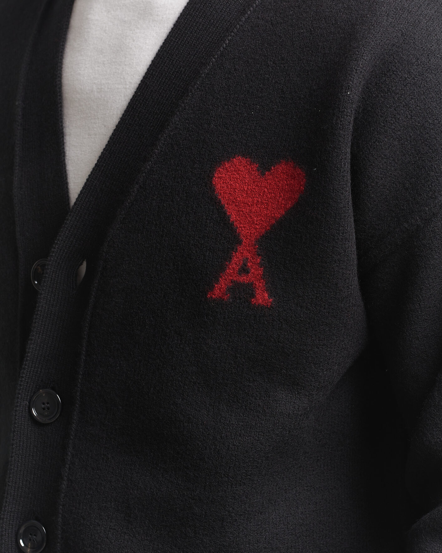 Heren | Truien | AMI | Big Heart Logo Wool Knitted Cardigan Black