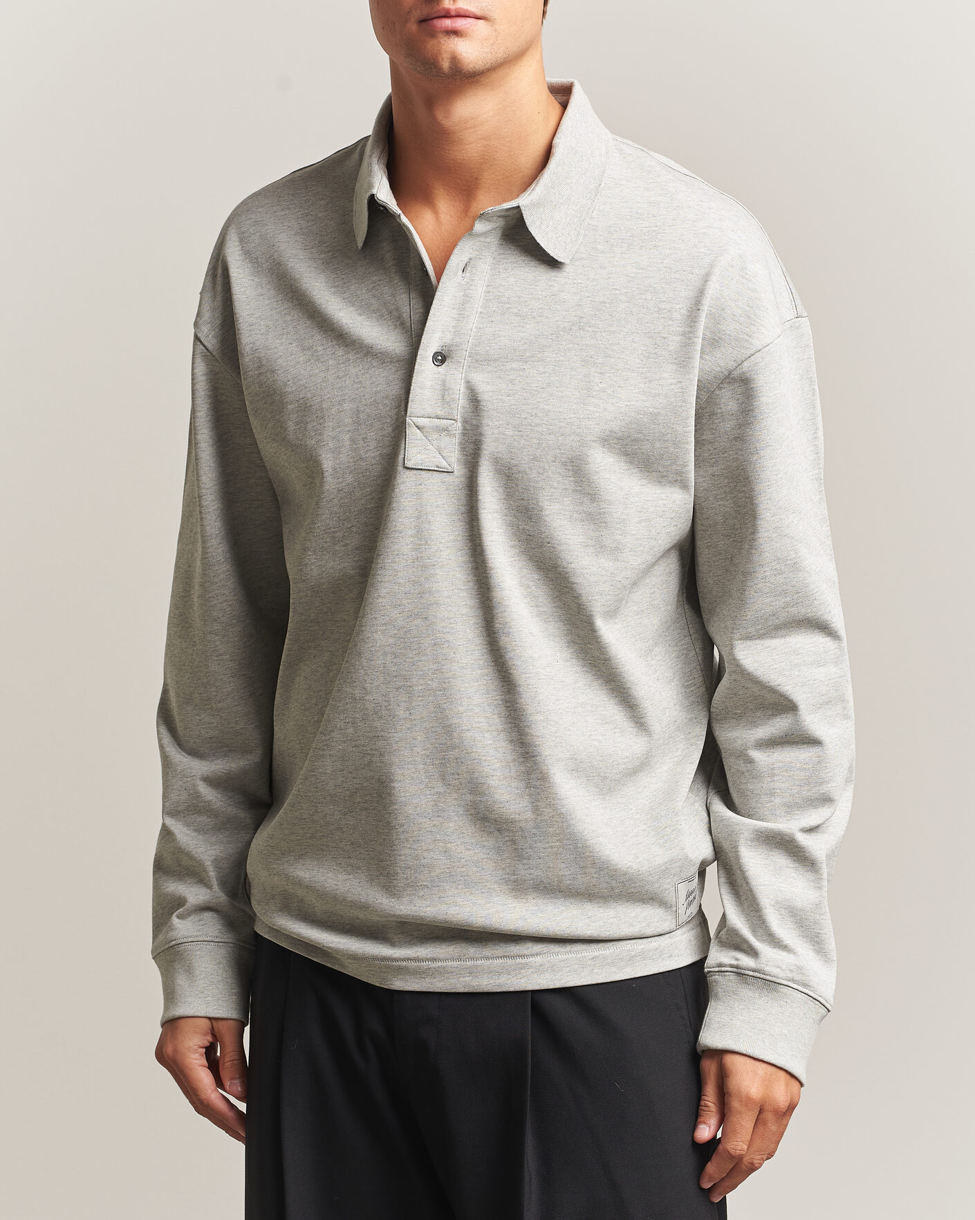 Heren | Truien | AMI | Heritage Logo Rugger Light Grey Melange