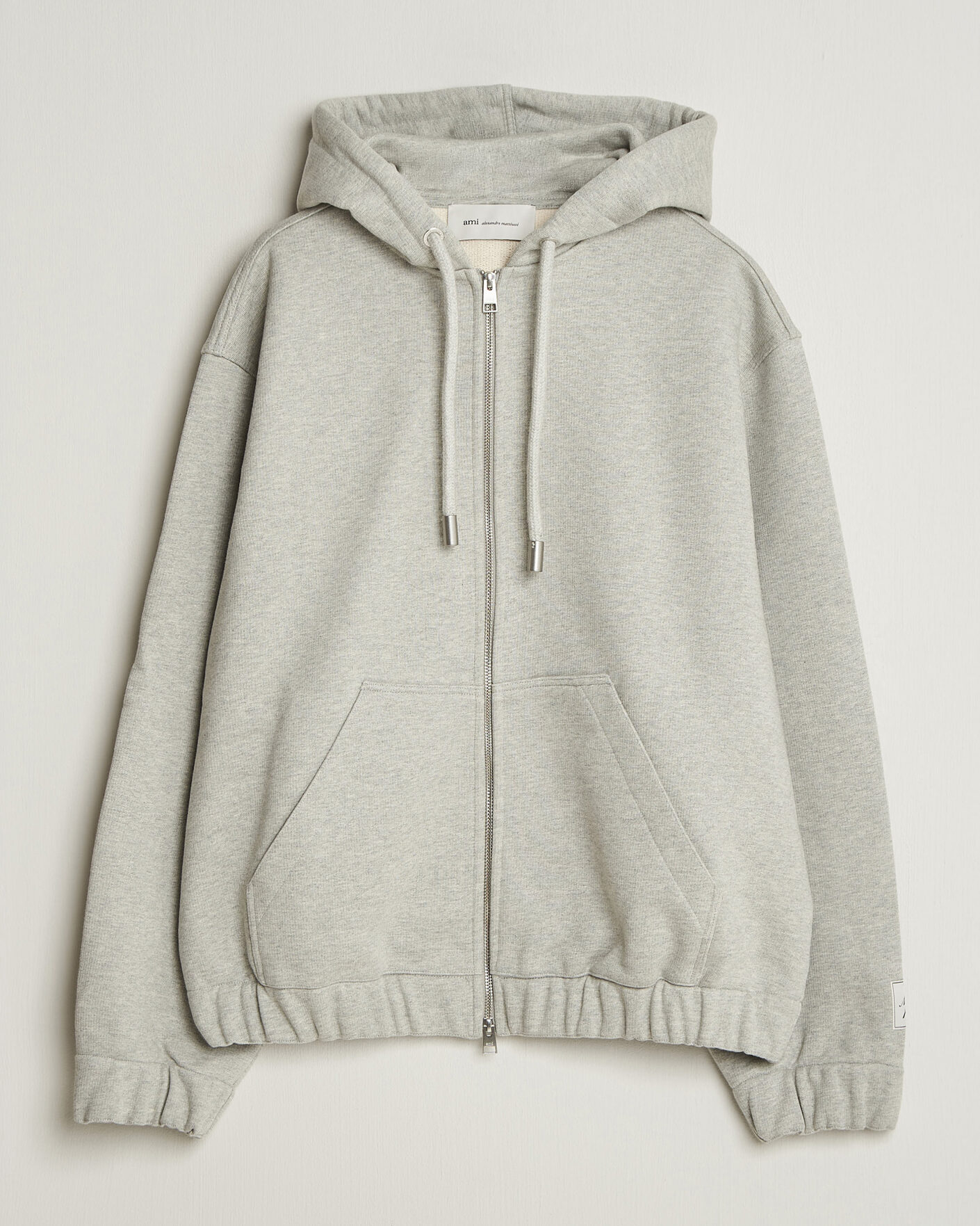 Homme | Pulls Et Tricots | AMI | Heritage Logo Full Zip Hoodie Light Grey Melange