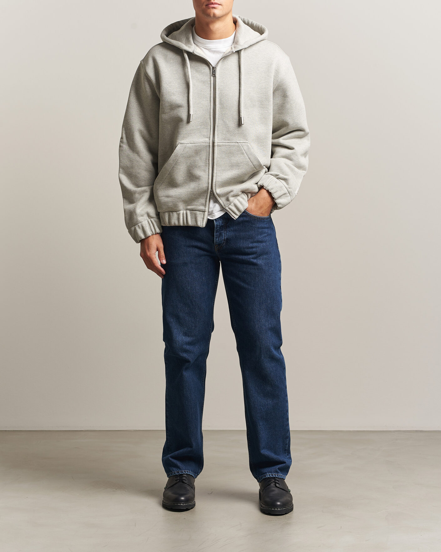 Homme | Pulls Et Tricots | AMI | Heritage Logo Full Zip Hoodie Light Grey Melange