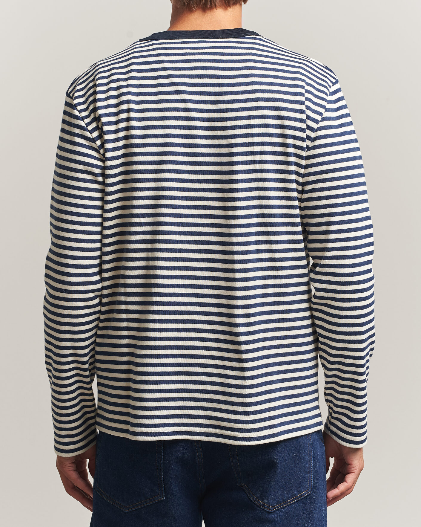 Homme | T-shirts | Armor-lux | Héritage Striped Long Sleeve T-Shirt Marine/Milk