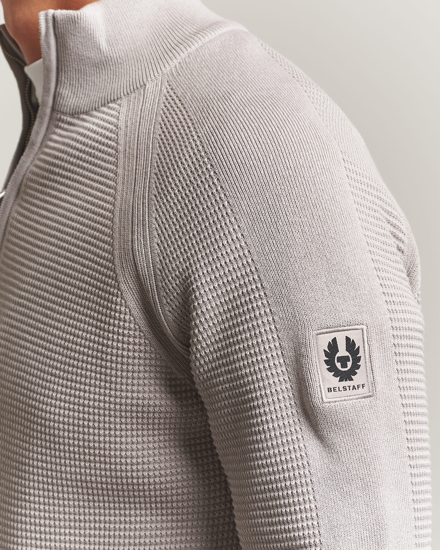 Homme | Pulls Et Tricots | Belstaff | Bradwell Cotton Knitted Quarter Zip Concrete