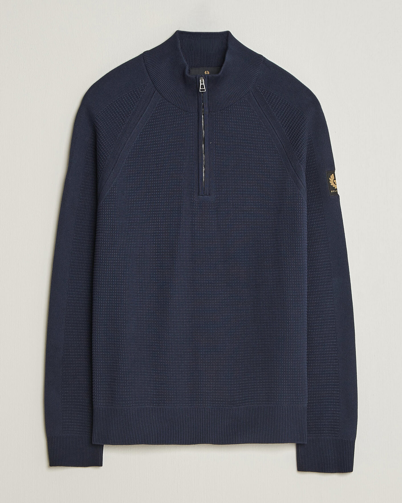 Heren | Truien | Belstaff | Bradwell Cotton Knitted Quarter Zip Dark Ink
