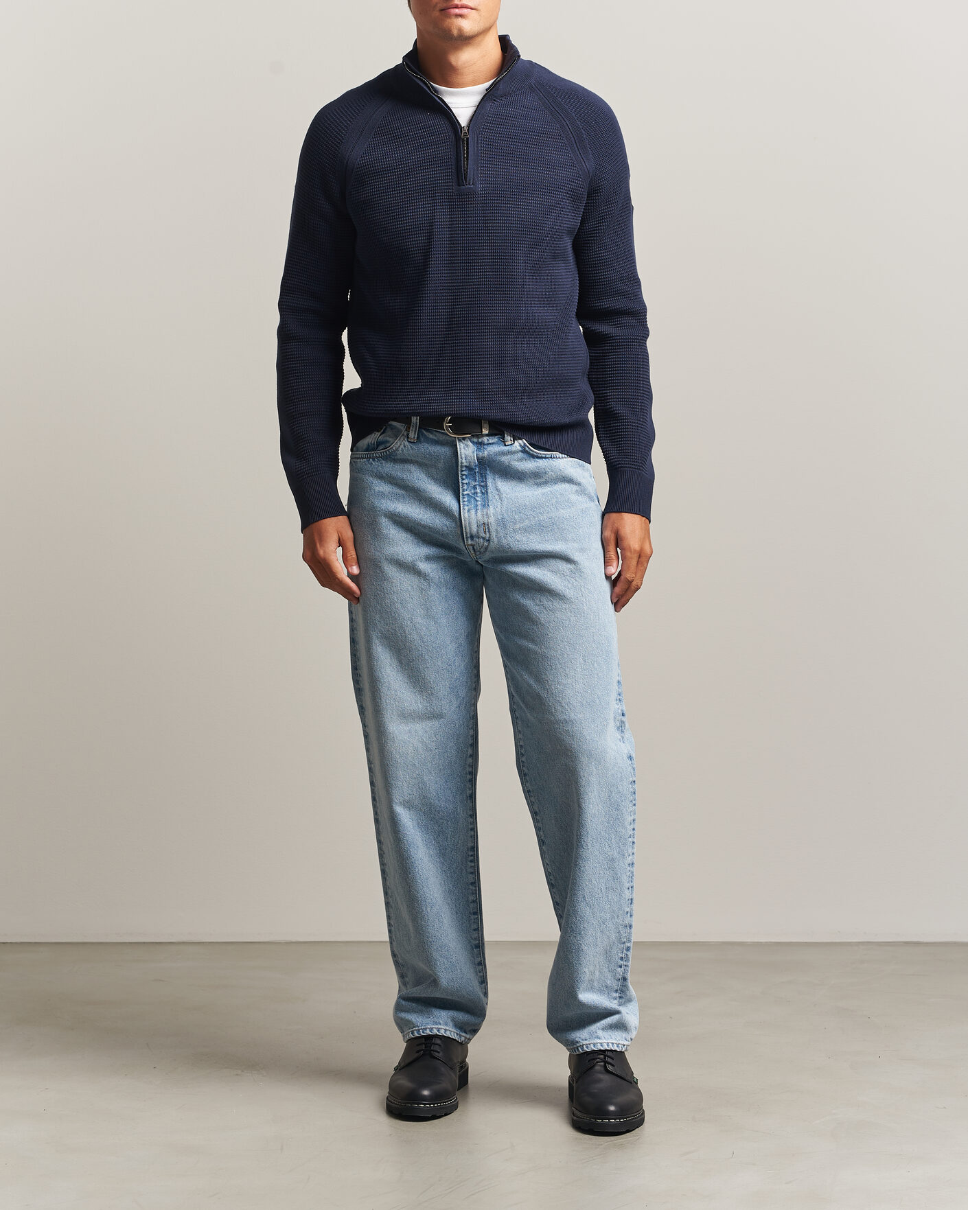 Heren | Truien | Belstaff | Bradwell Cotton Knitted Quarter Zip Dark Ink