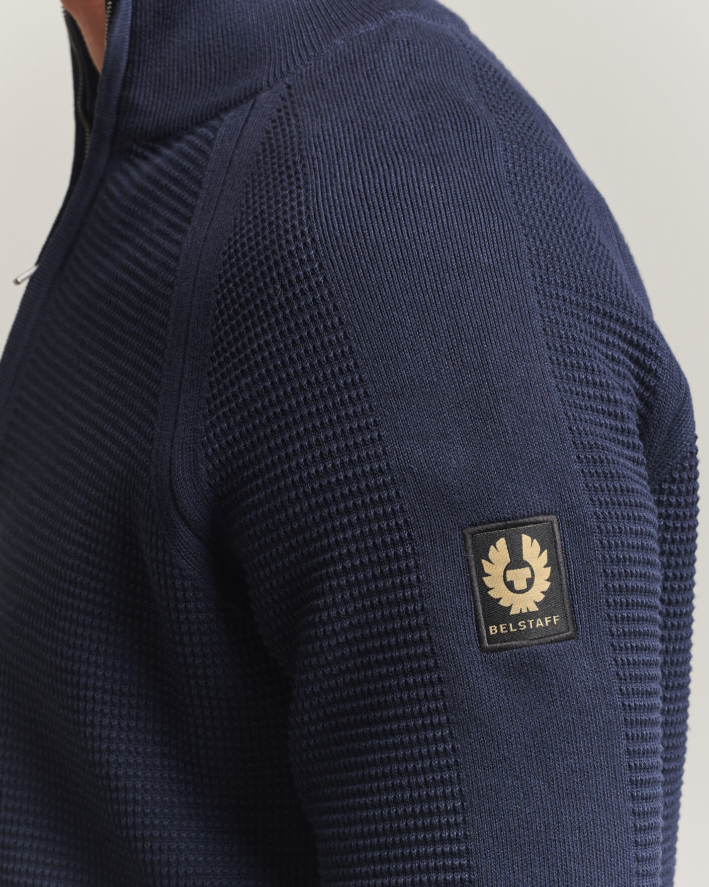 Heren | Truien | Belstaff | Bradwell Cotton Knitted Quarter Zip Dark Ink