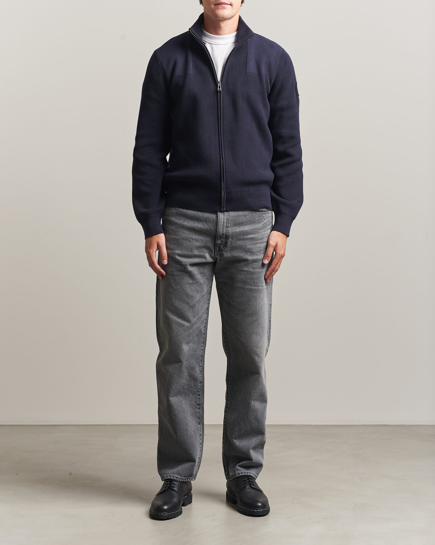 Homme | Pulls Et Tricots | Belstaff | Commander Knitted Full Zip Dark Ink