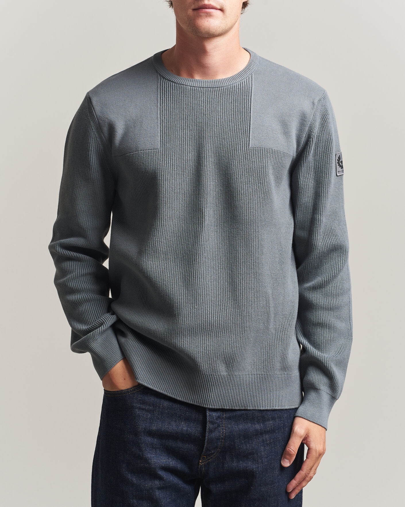 Heren | Truien | Belstaff | Commander Knitted Crew Neck Atlantic Grey