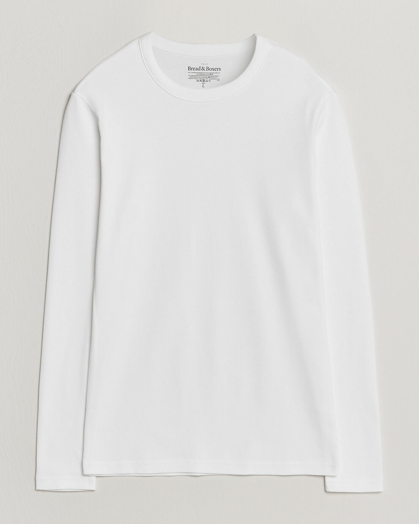Homme | T-shirts | Bread & Boxers | Ribbed Long Sleeve T-Shirt White