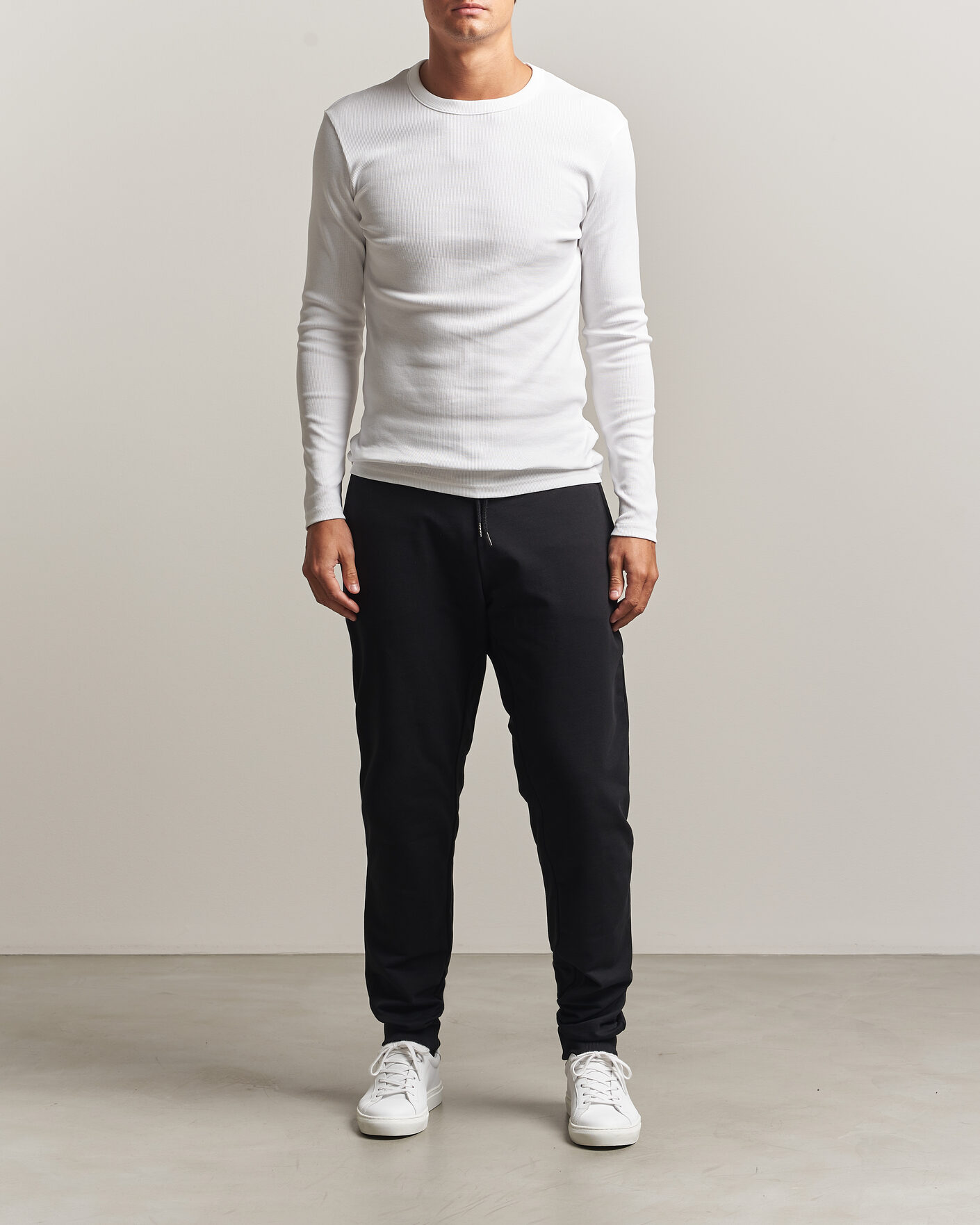 Homme | T-shirts | Bread & Boxers | Ribbed Long Sleeve T-Shirt White