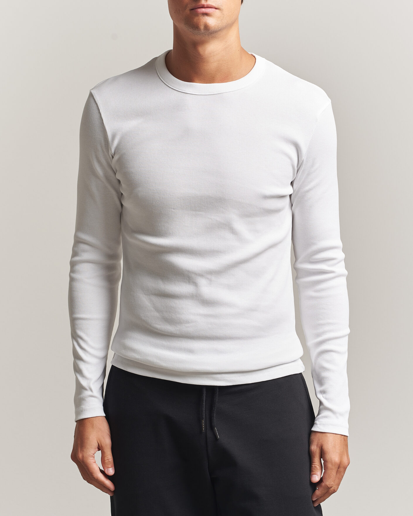 Homme | T-shirts | Bread & Boxers | Ribbed Long Sleeve T-Shirt White