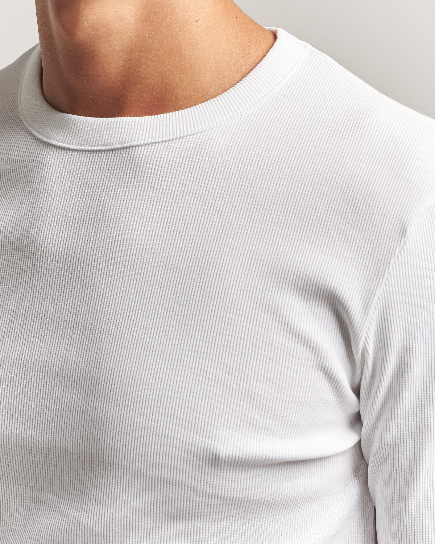 Homme | T-shirts | Bread & Boxers | Ribbed Long Sleeve T-Shirt White