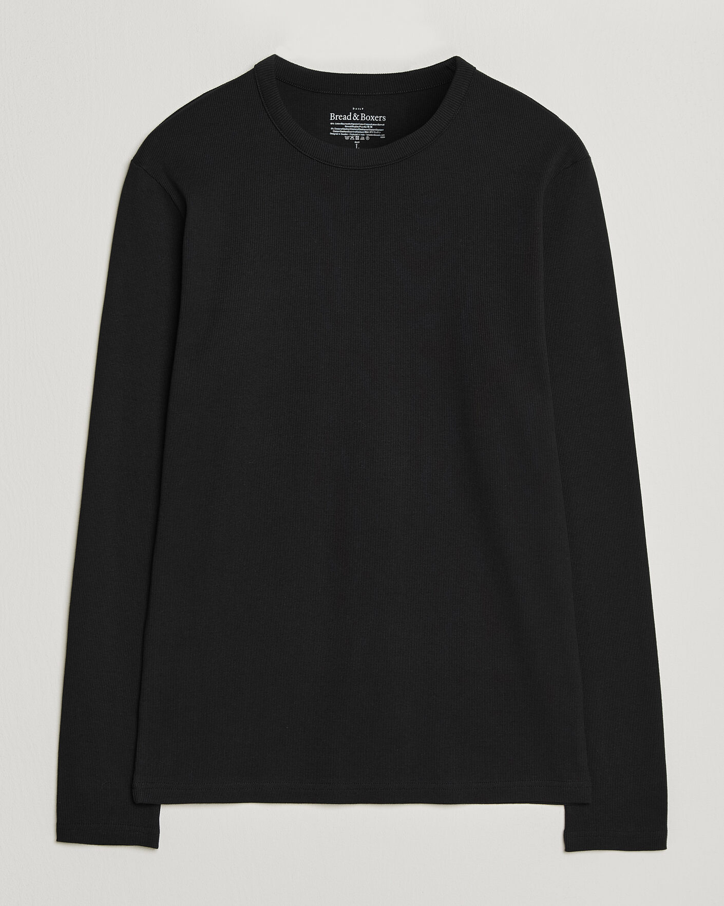 Homme | T-shirts | Bread & Boxers | Ribbed Long Sleeve T-Shirt Black
