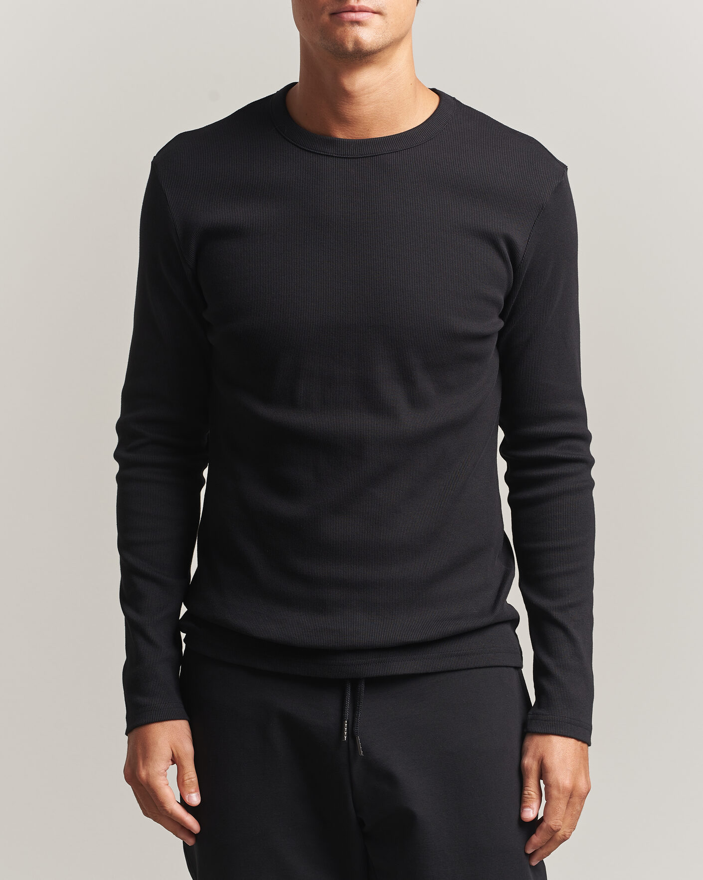 Homme | T-shirts | Bread & Boxers | Ribbed Long Sleeve T-Shirt Black