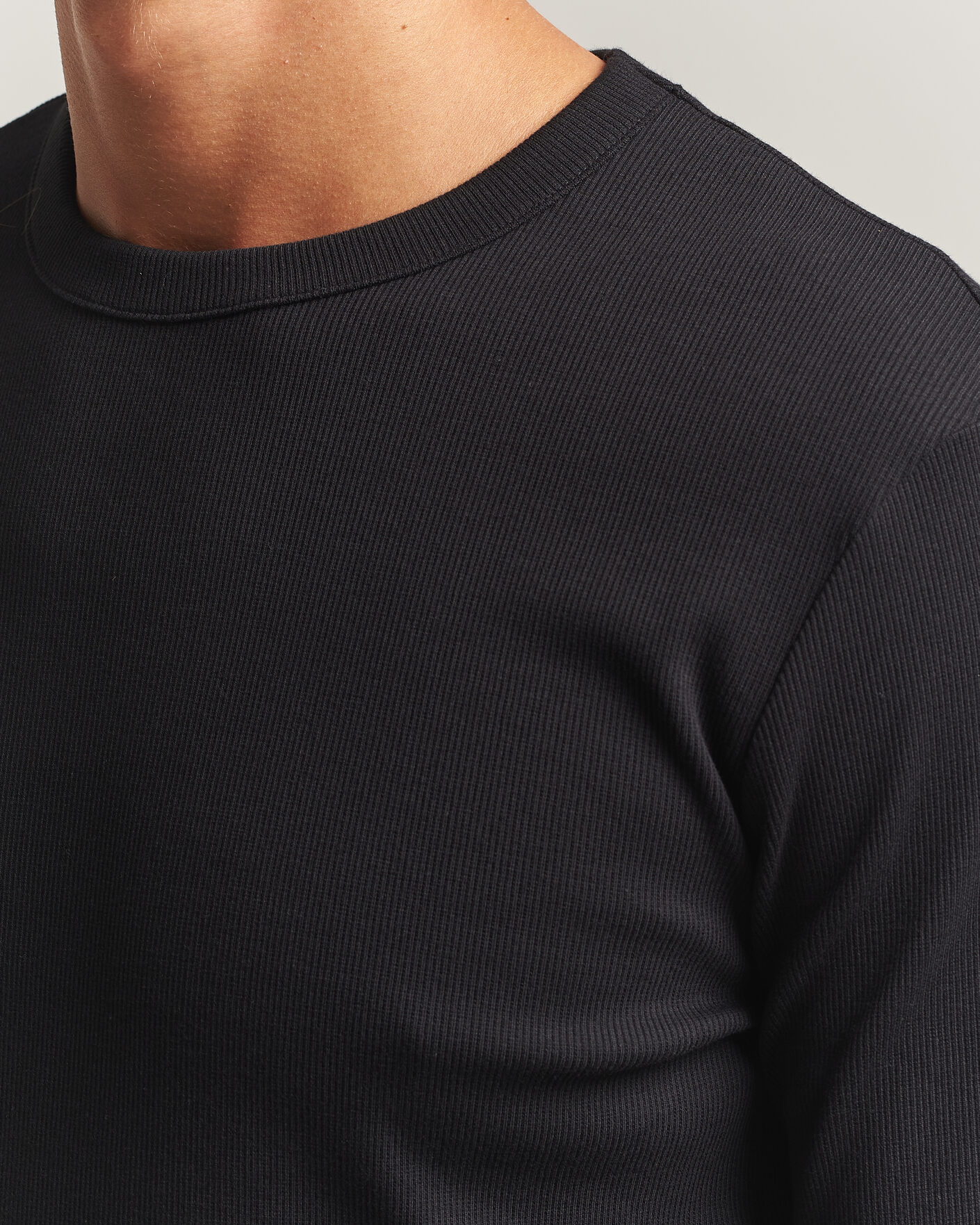 Homme | T-shirts | Bread & Boxers | Ribbed Long Sleeve T-Shirt Black