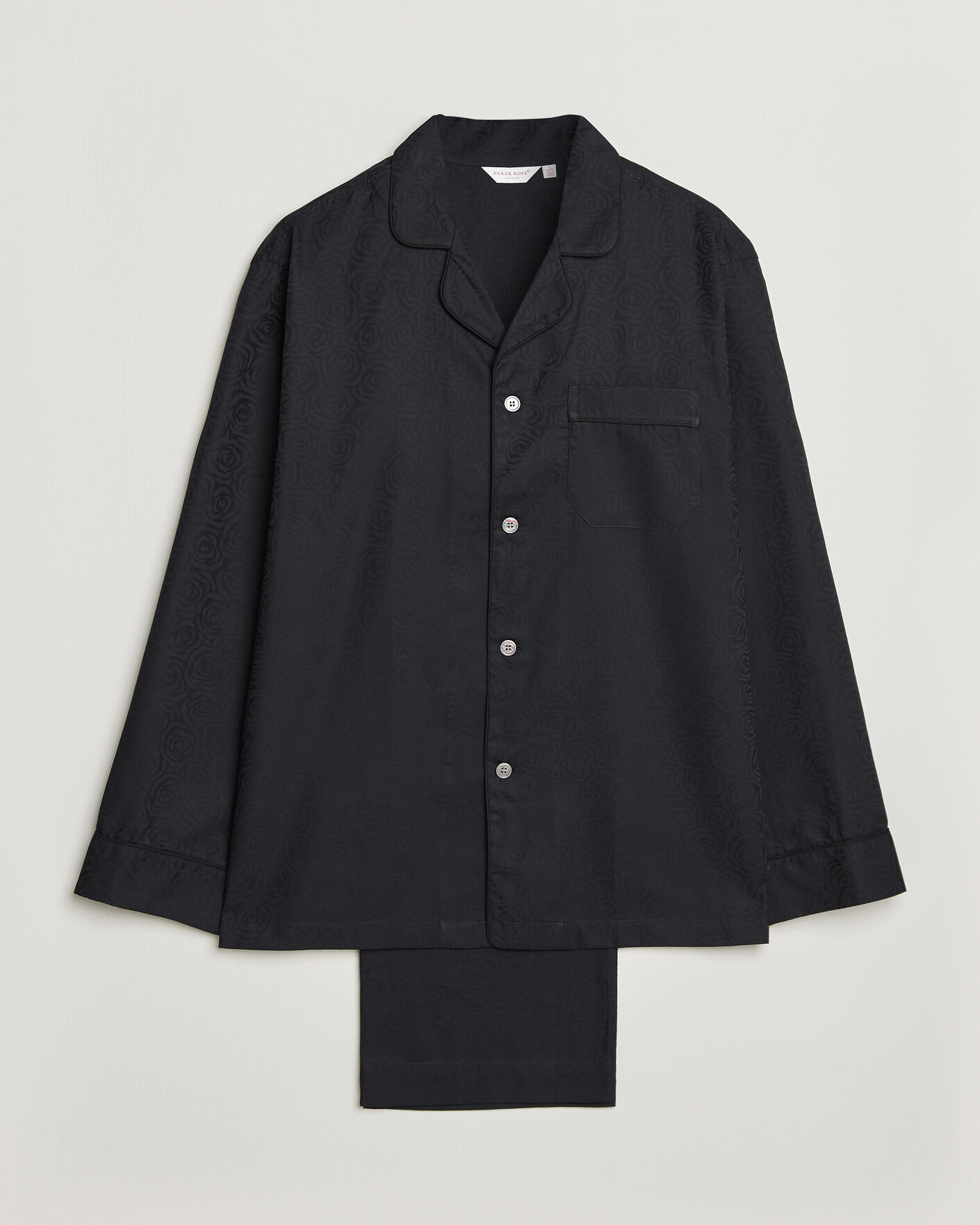 Heren | Pyjama's en gewaden | Derek Rose | Piped Jacquard Cotton Pyjama Set Black